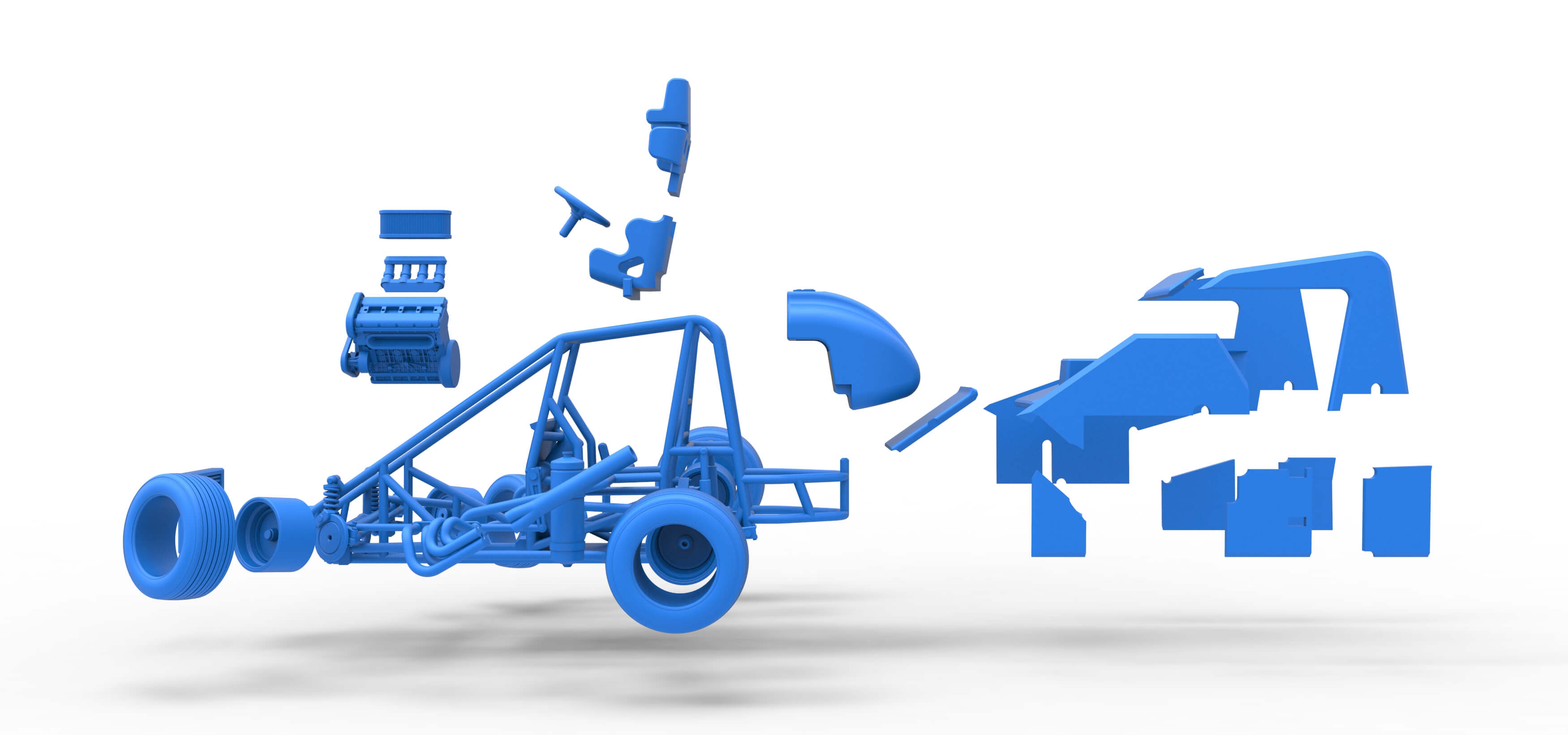 Midget Car While Turning Scale 1:25 3D Model