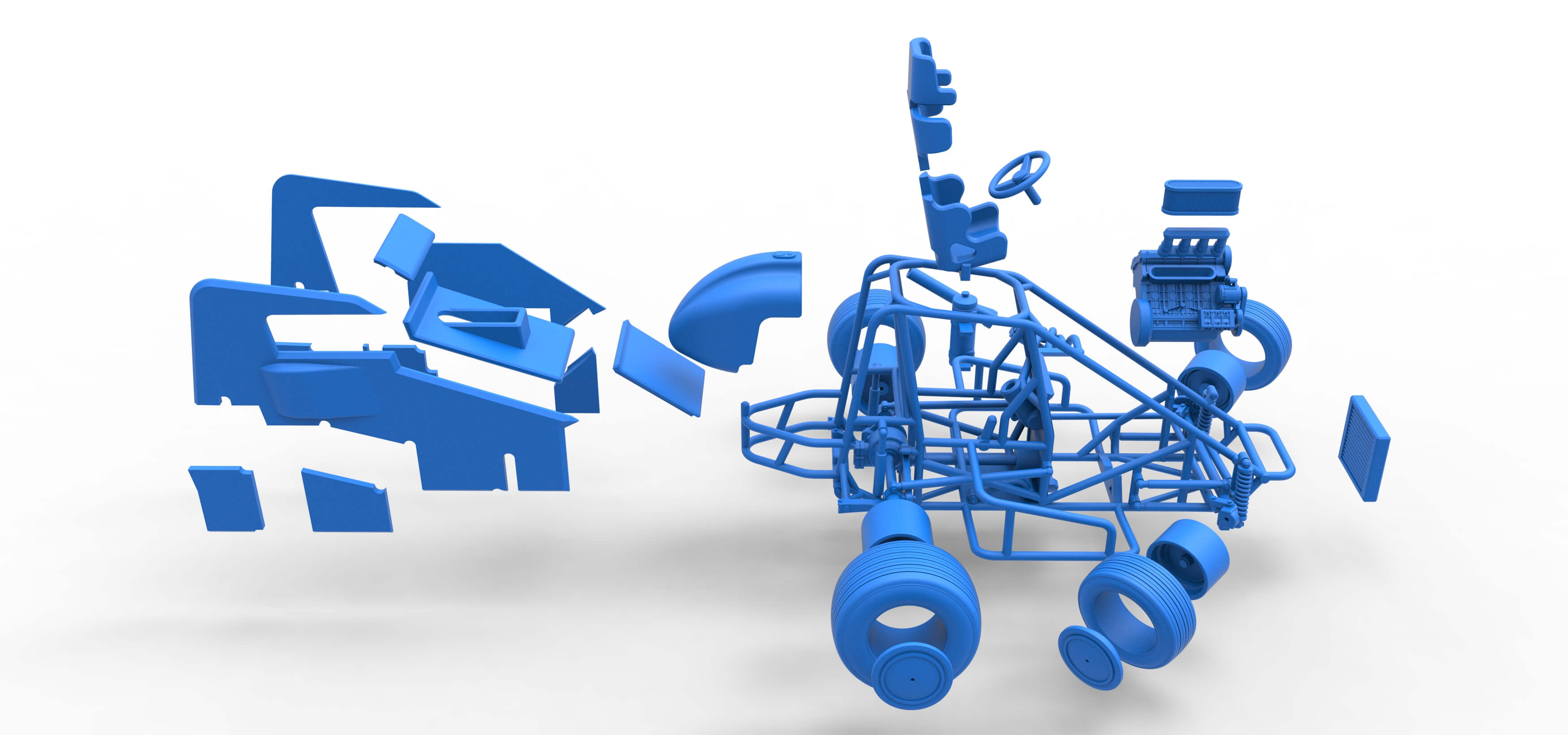 Midget Car While Turning Scale 1:25 3D Model
