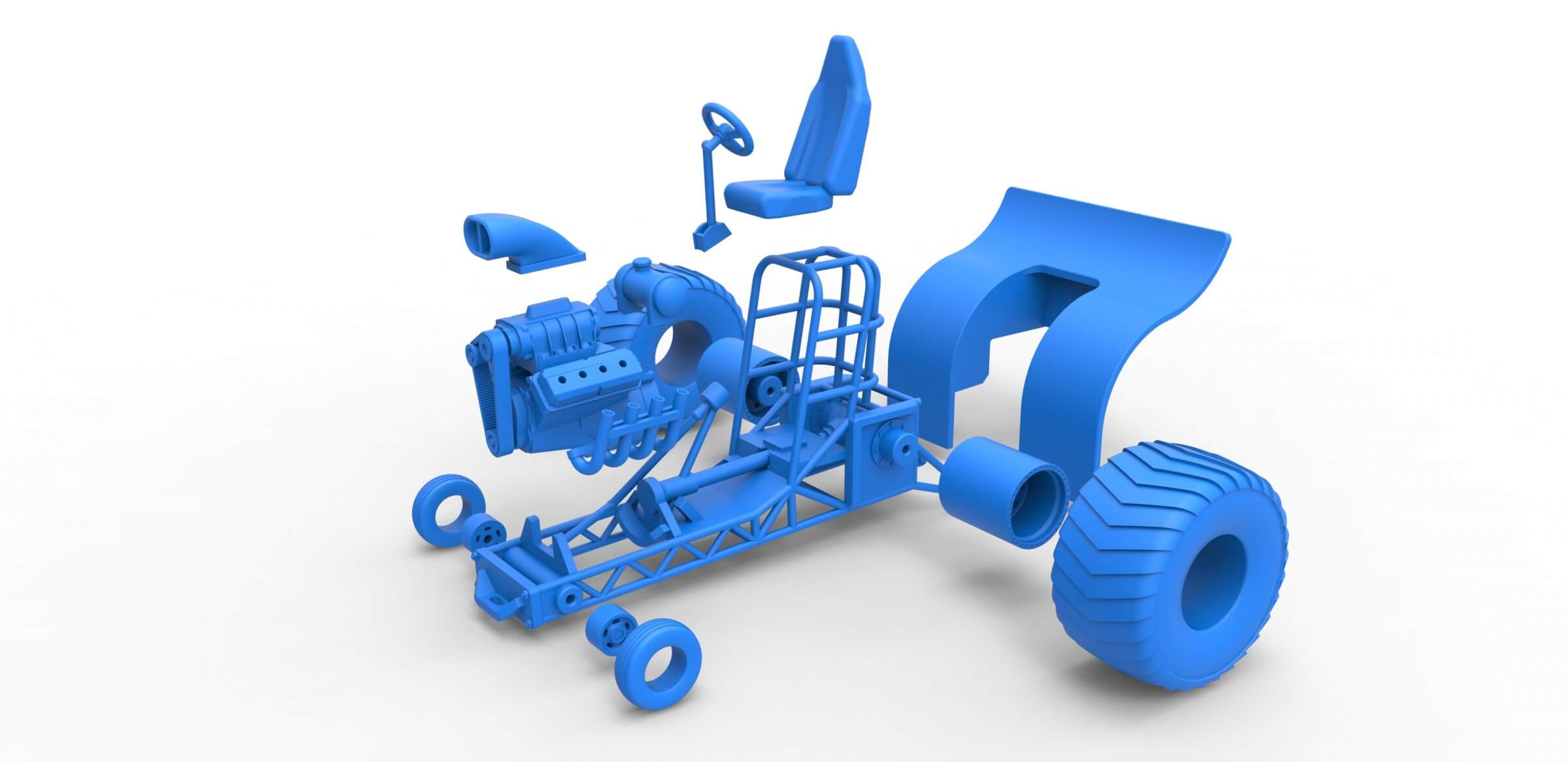 Mini Rod Pulling Tractor 1:25 3D Model