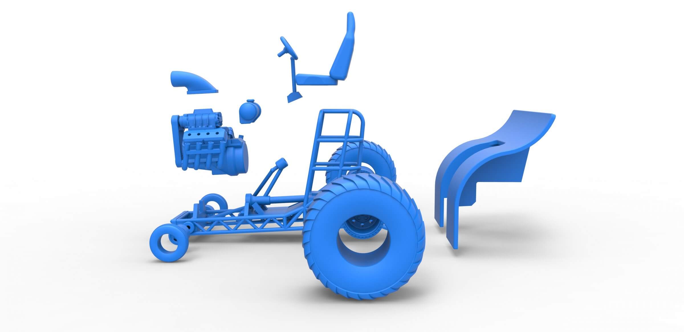 Mini Rod Pulling Tractor 1:25 3D Model