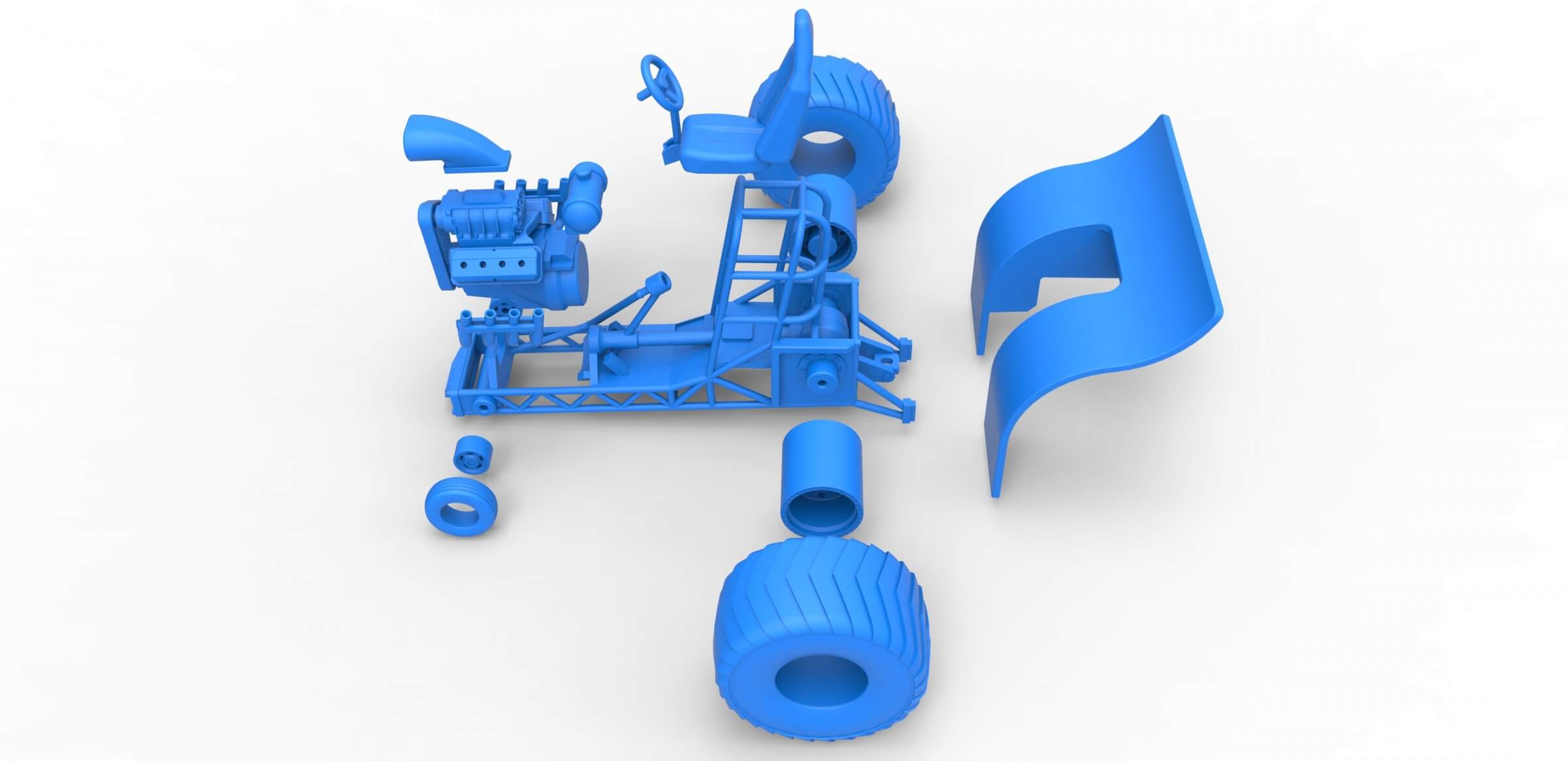 Mini Rod Pulling Tractor 1:25 3D Model