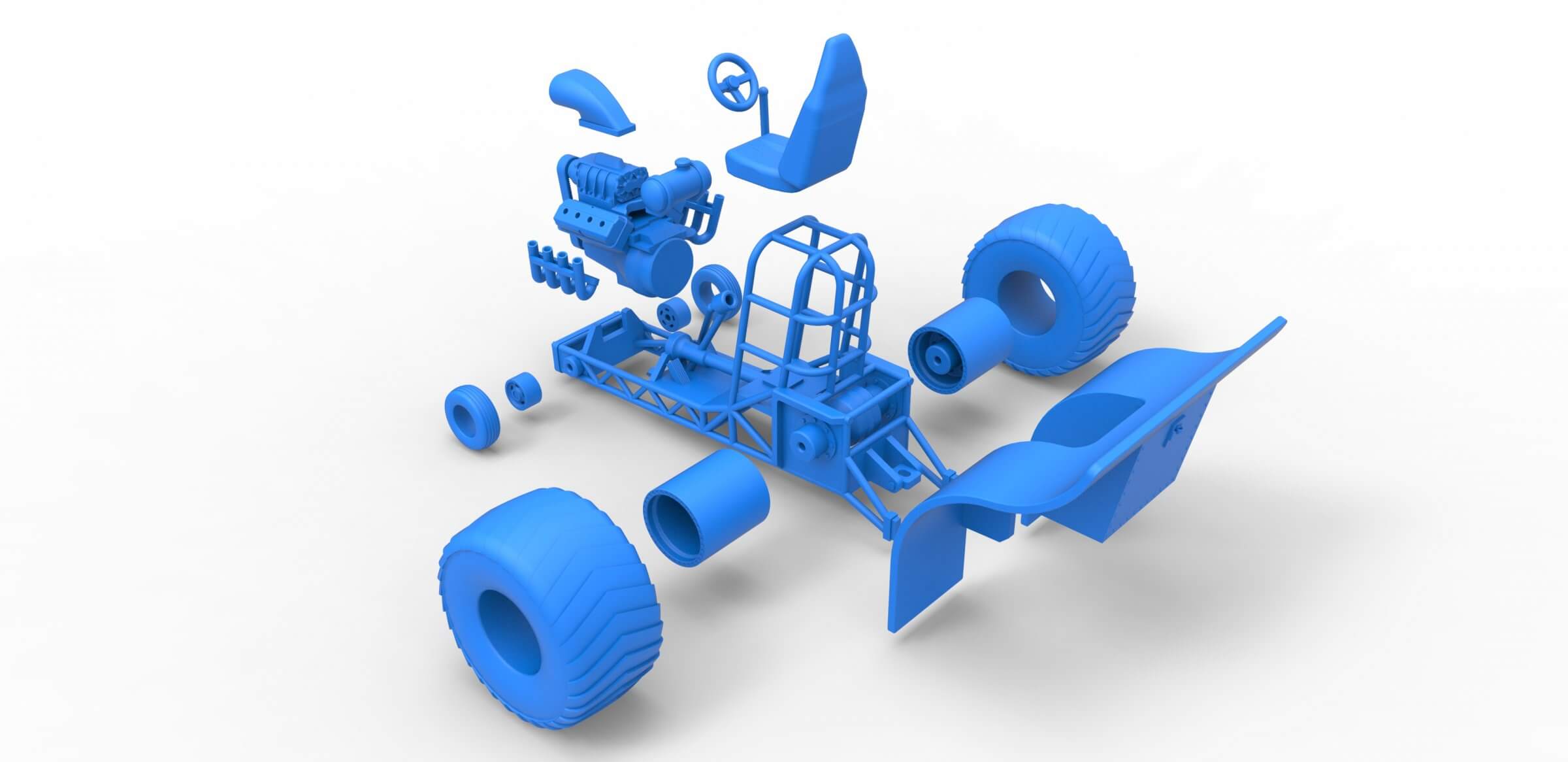 Mini Rod Pulling Tractor 1:25 3D Model