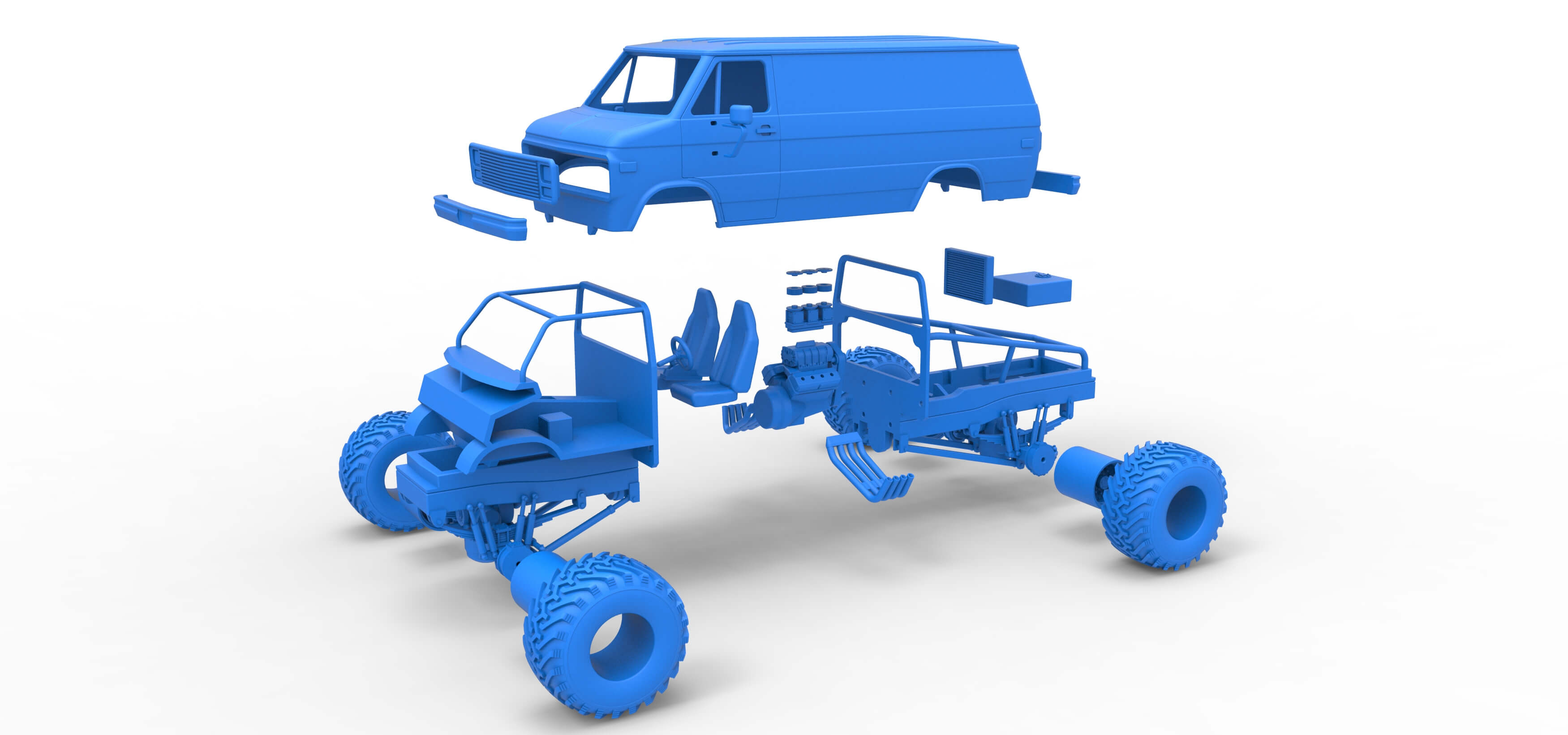 Monster Truck Van Version 2 Scale 1:25 3D Model