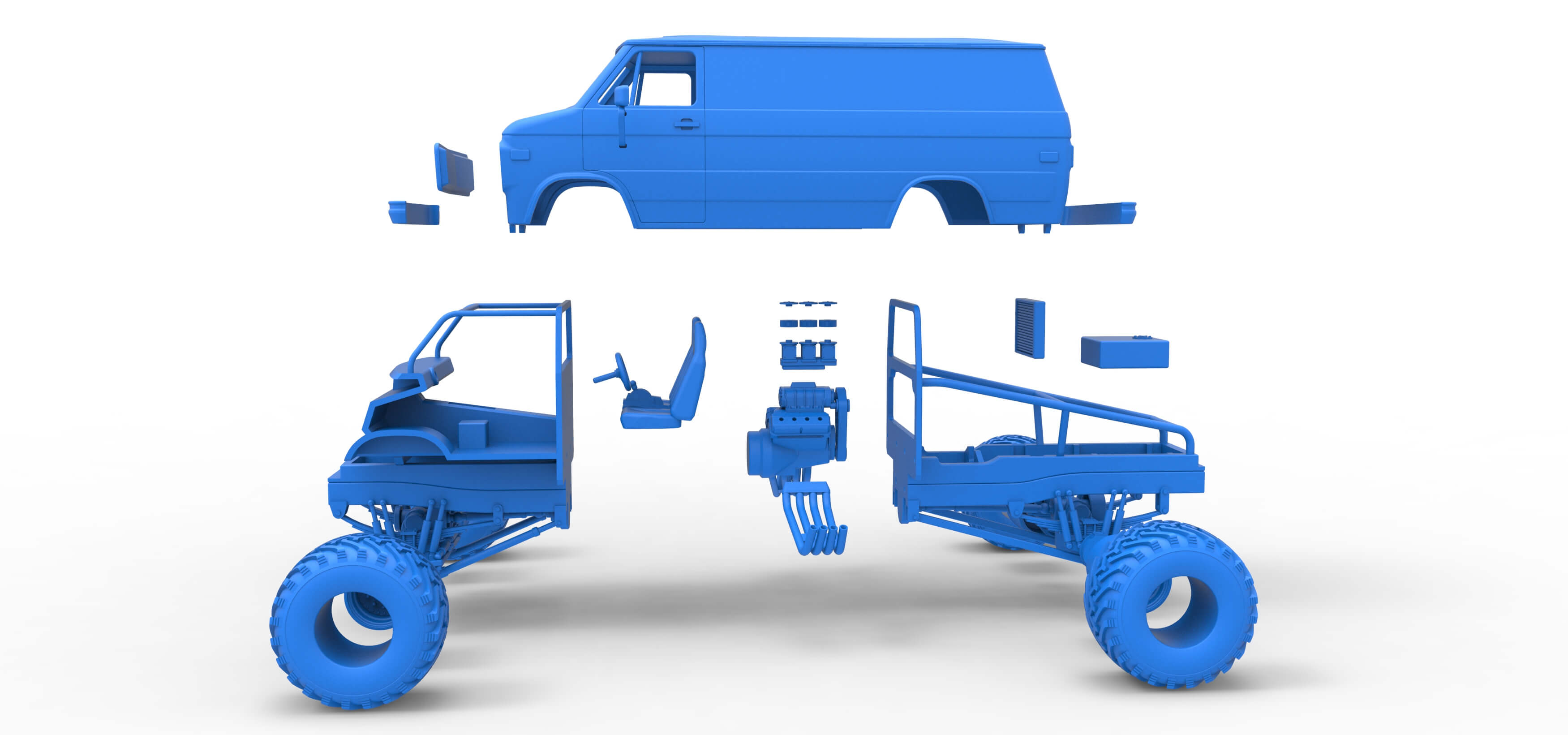 Monster Truck Van Version 2 Scale 1:25 3D Model