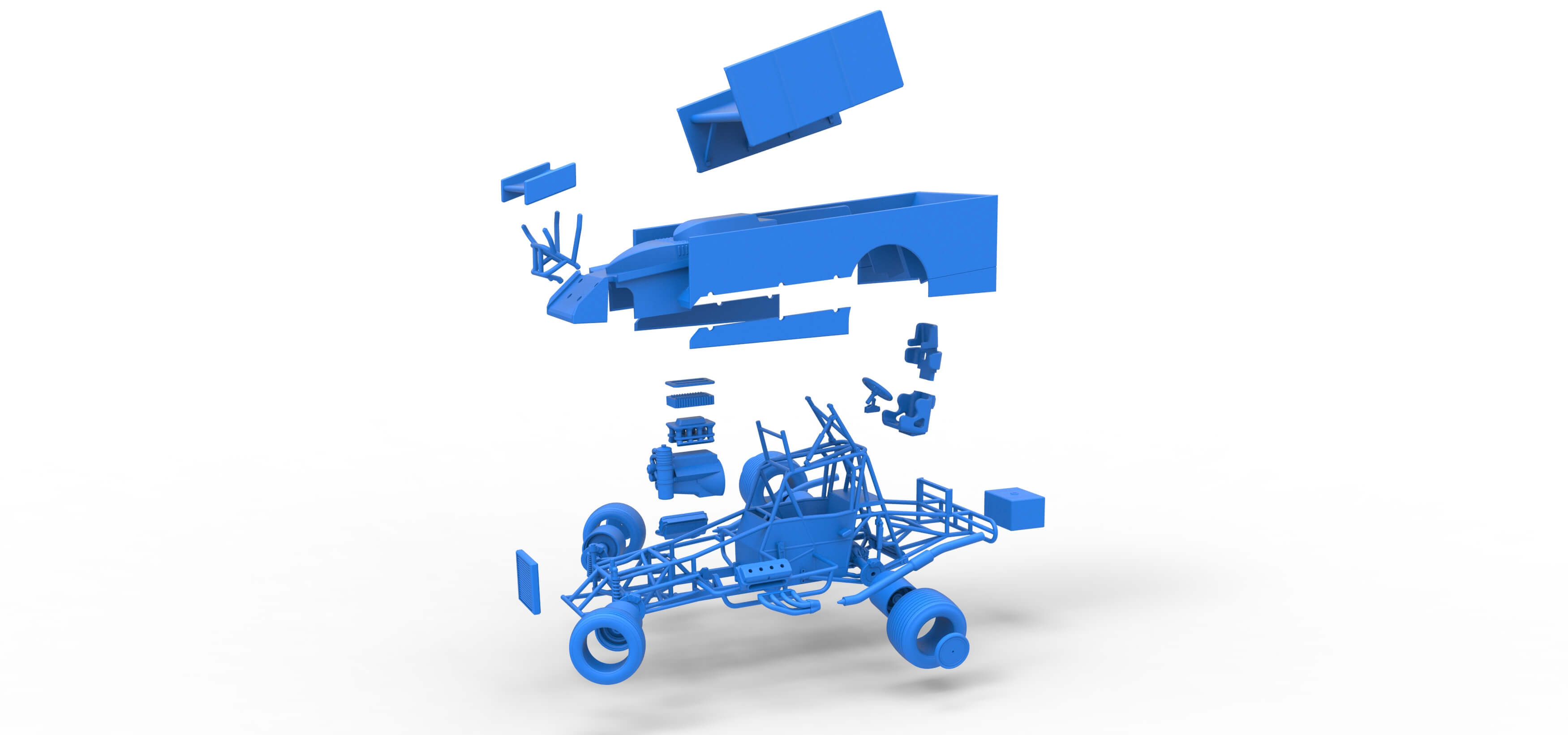 NE Outlaw Dirt Modified Stock Car V2 While Turning 1:25 3D Model
