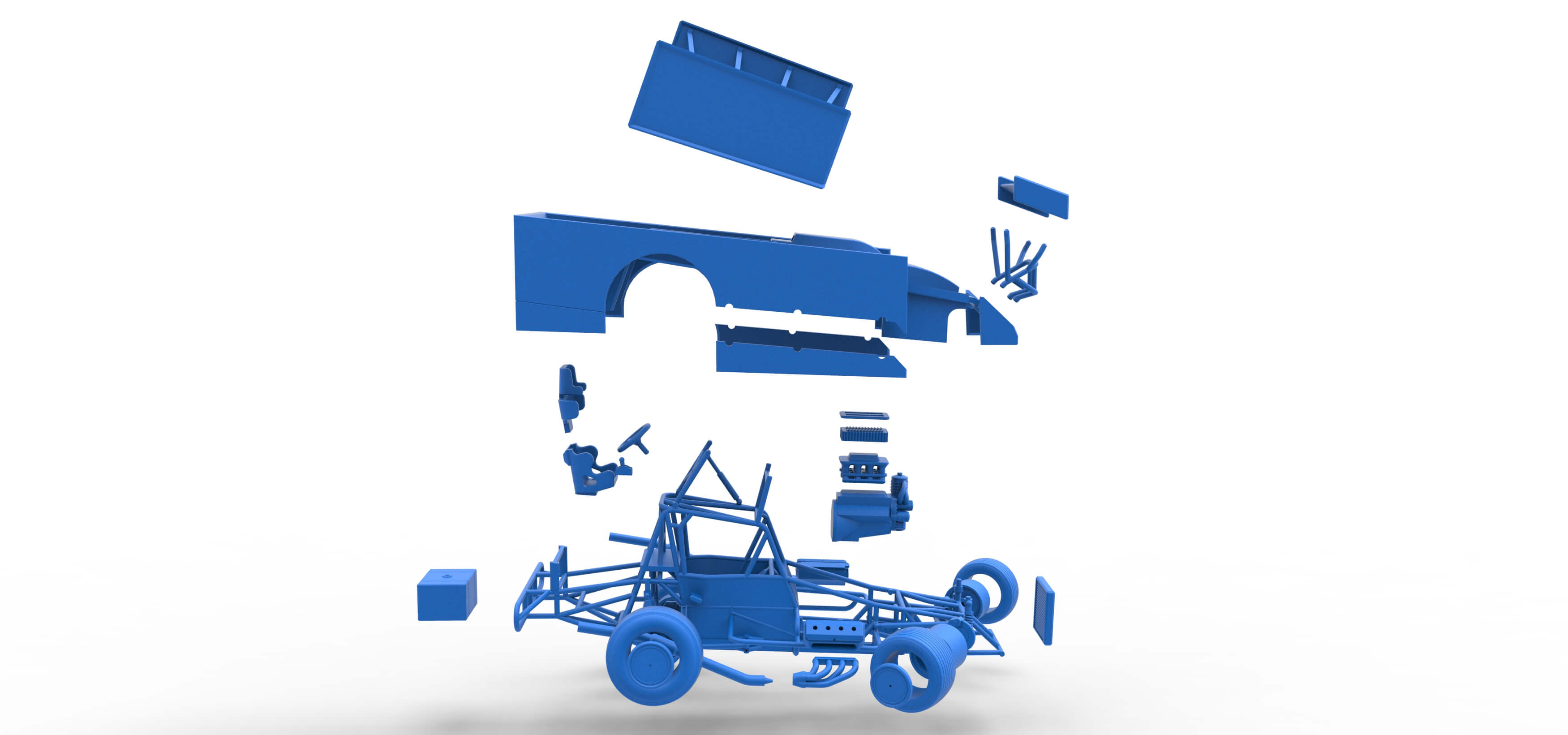 NE Outlaw Dirt Modified Stock Car V2 While Turning 1:25 3D Model
