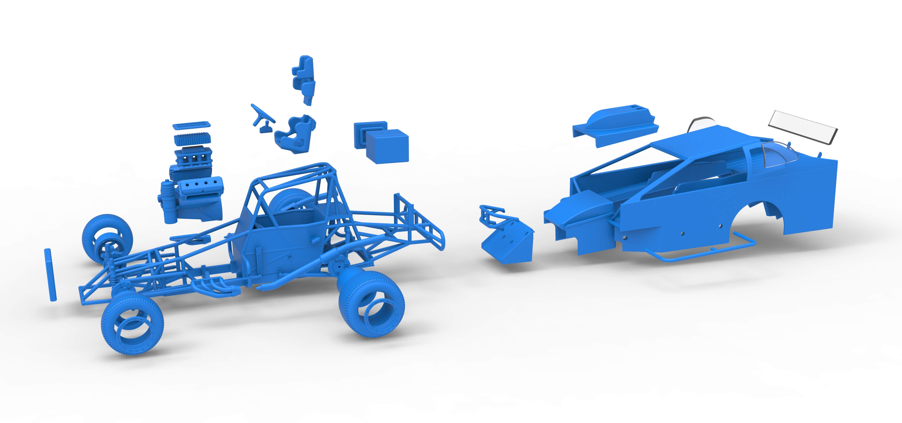 Northeast Dirt Modified Stock Car Version 2 Scale 1:25 3D Model