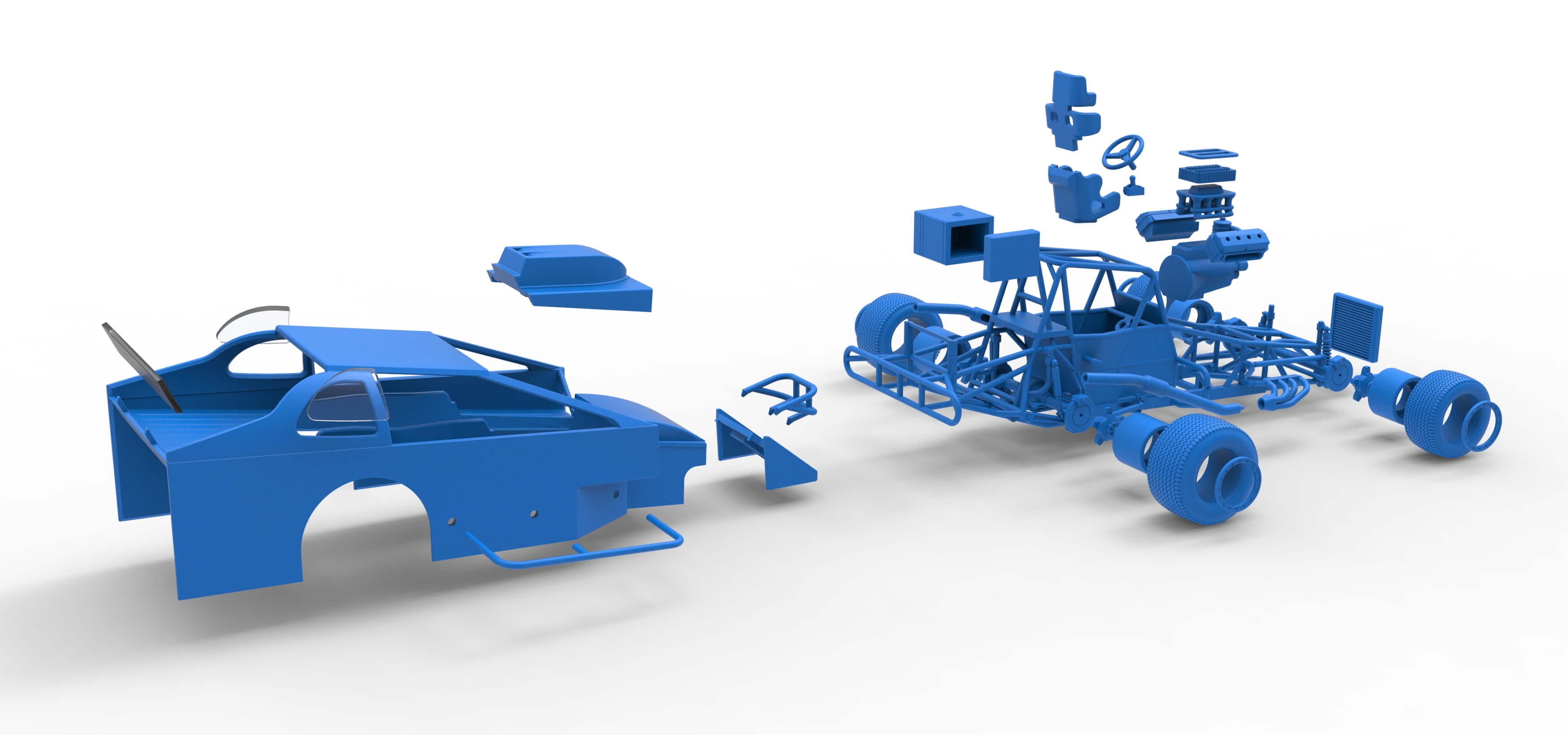 Northeast Dirt Modified Stock Car Version 2 Scale 1:25 3D Model