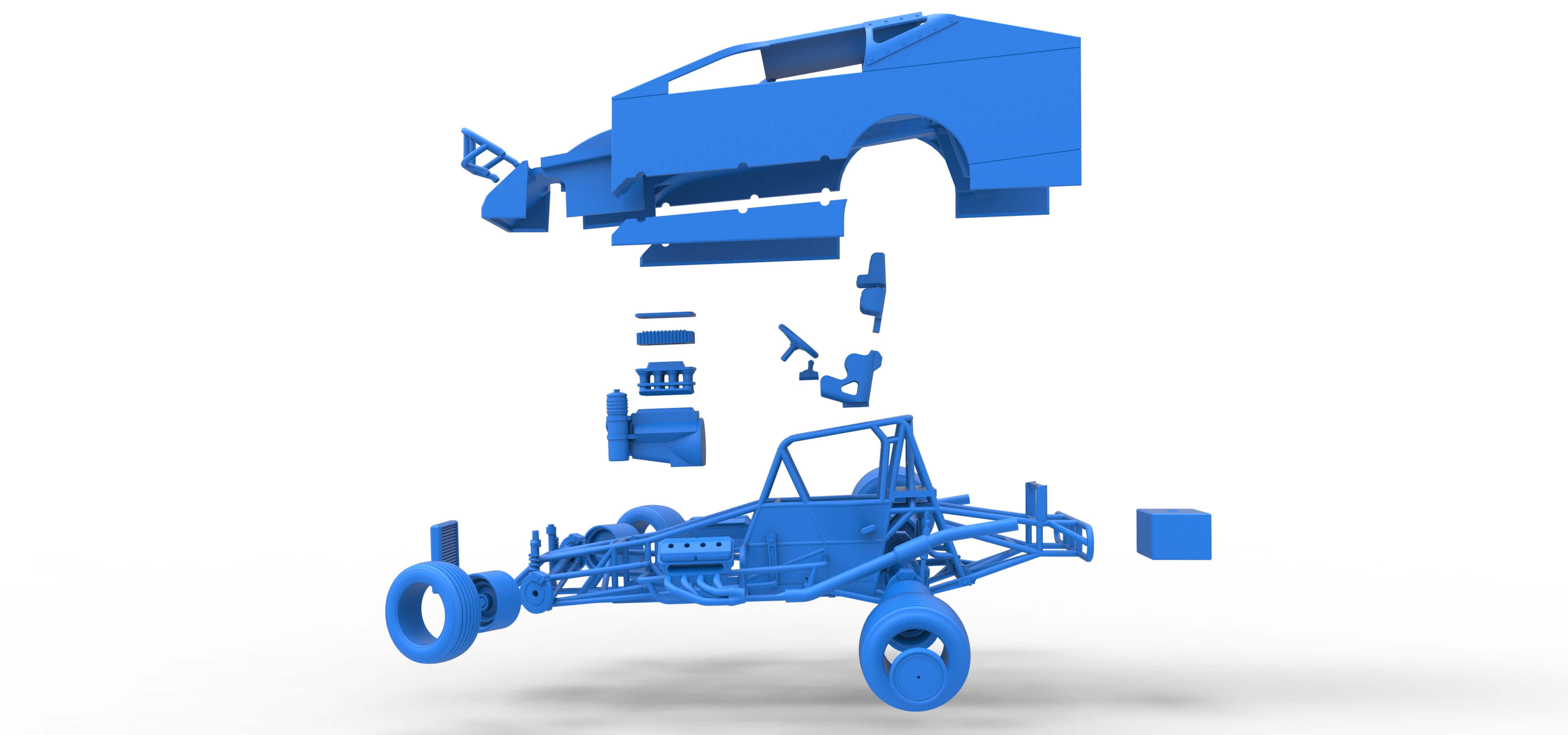 Northeast Dirt Modified Stock Car While Turning 1:25 3D Model