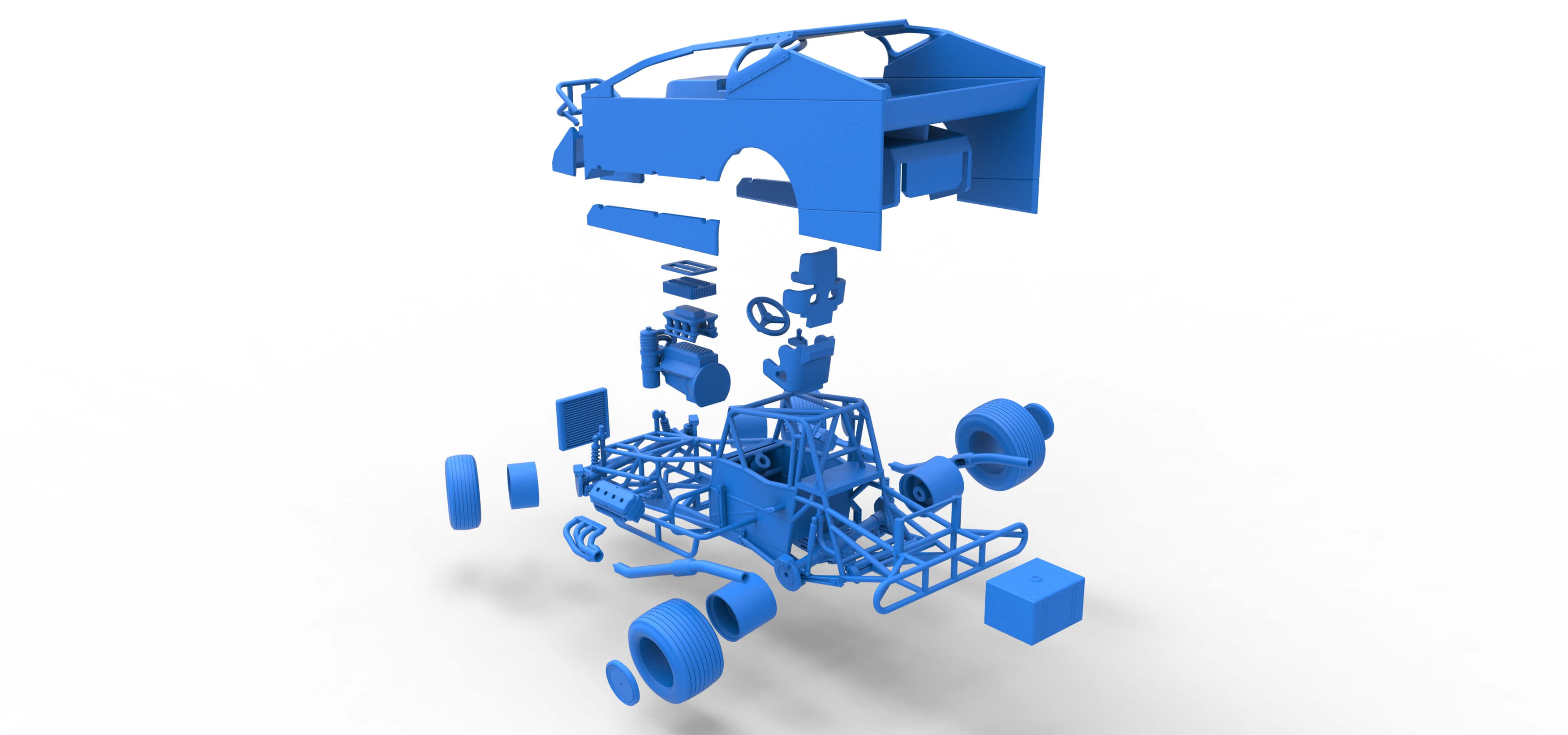 Northeast Dirt Modified Stock Car While Turning 1:25 3D Model