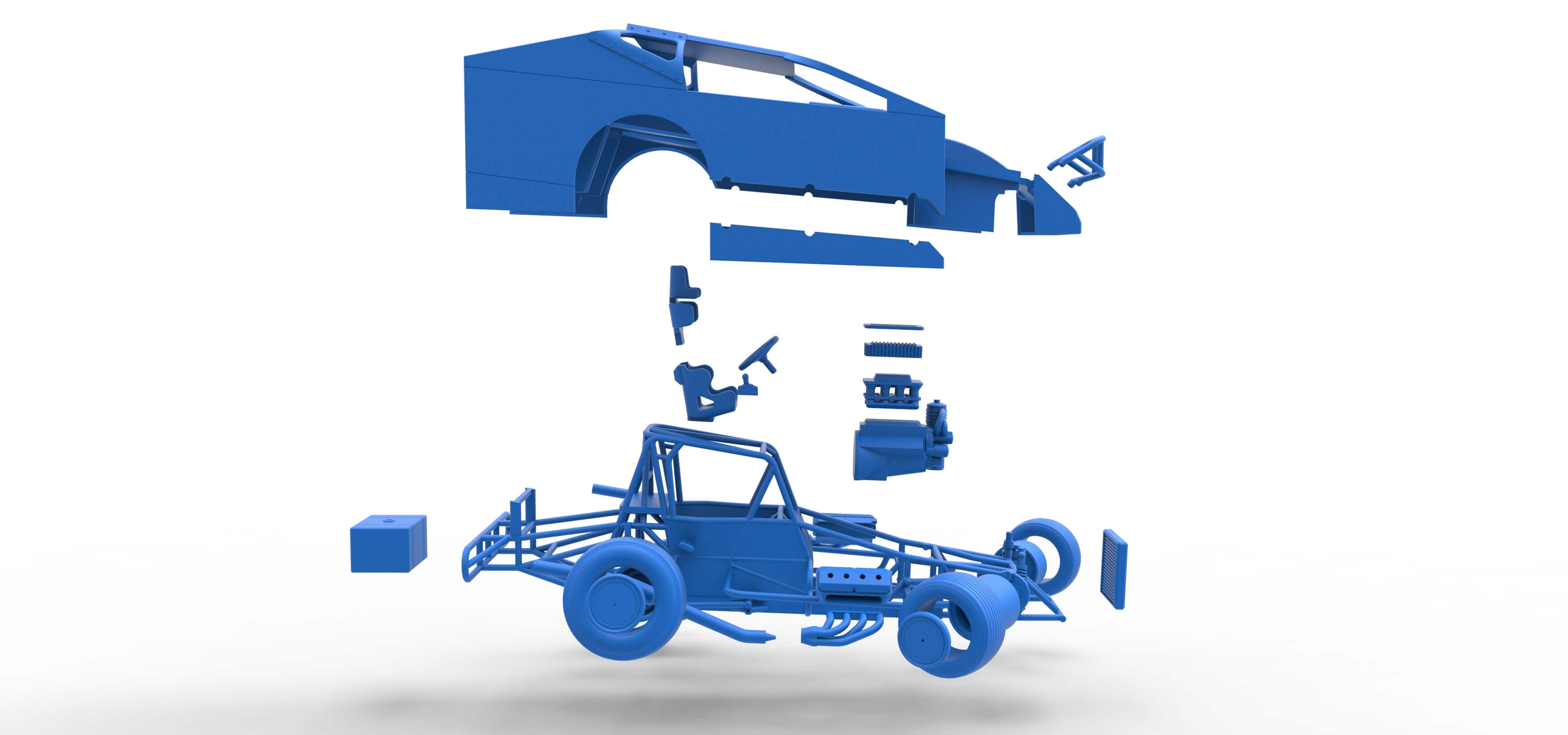 Northeast Dirt Modified Stock Car While Turning 1:25 3D Model