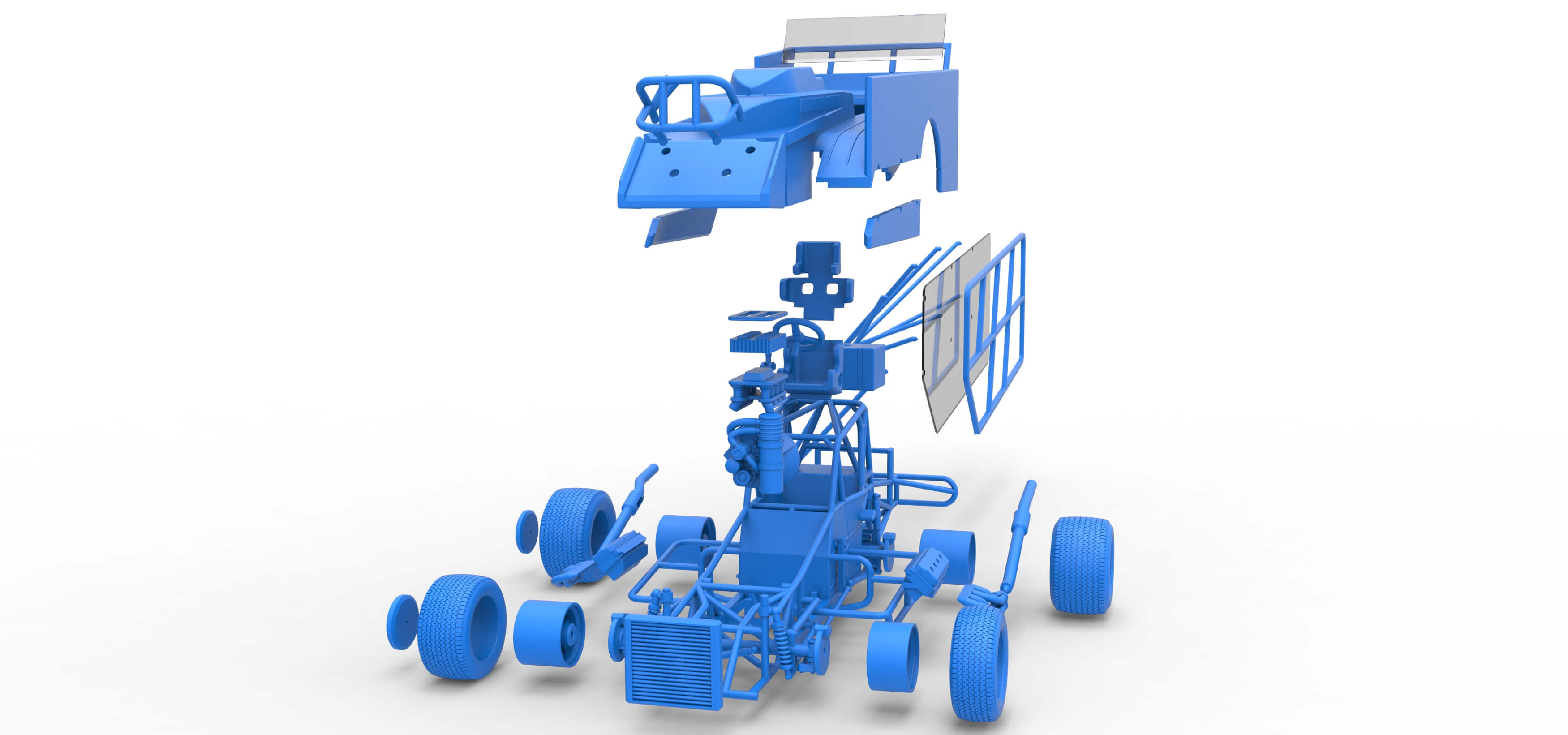 Northeast Dirt Modified Stock Car With Side Wing 1:25 3D Model
