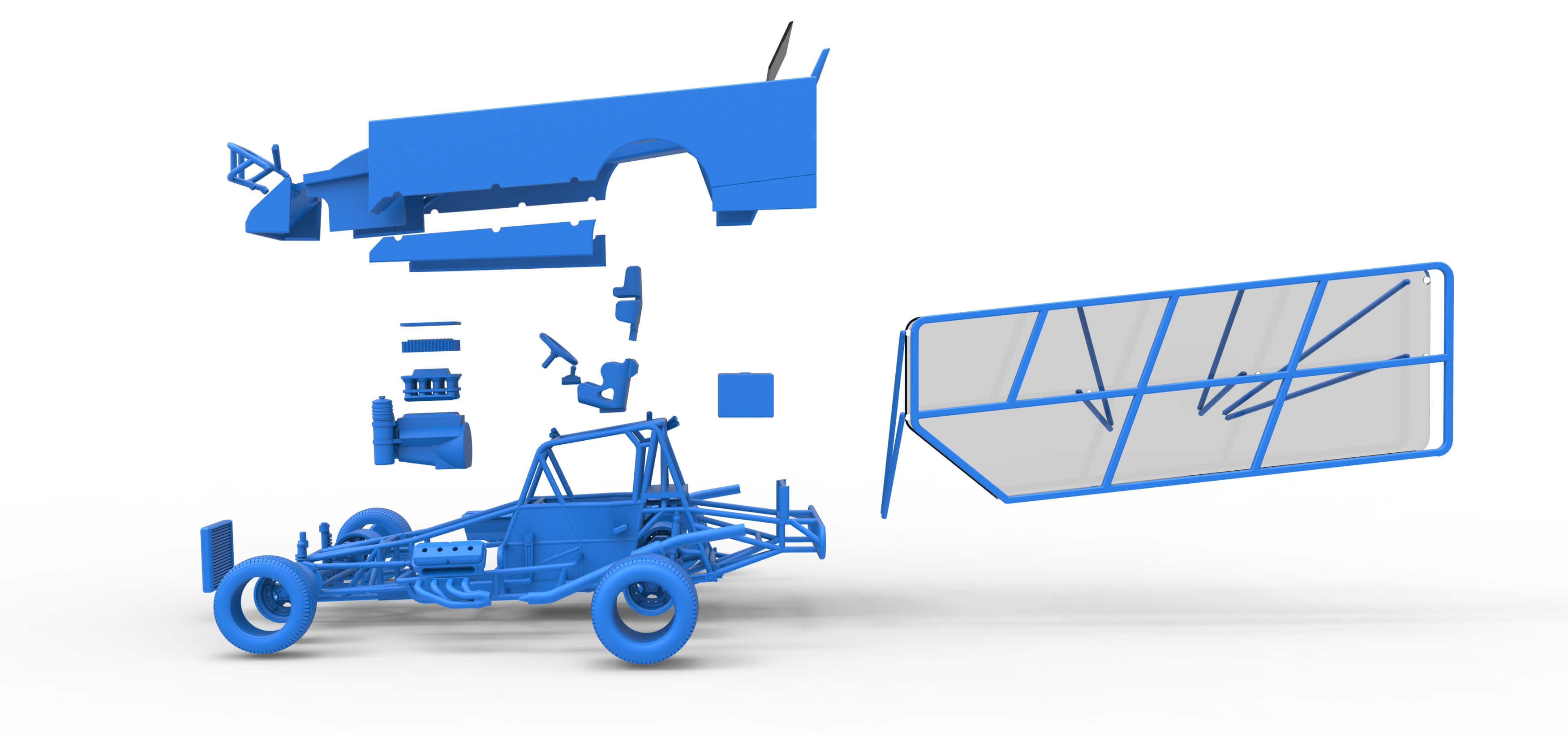 Northeast Dirt Modified Stock Car With Side Wing 1:25 3D Model