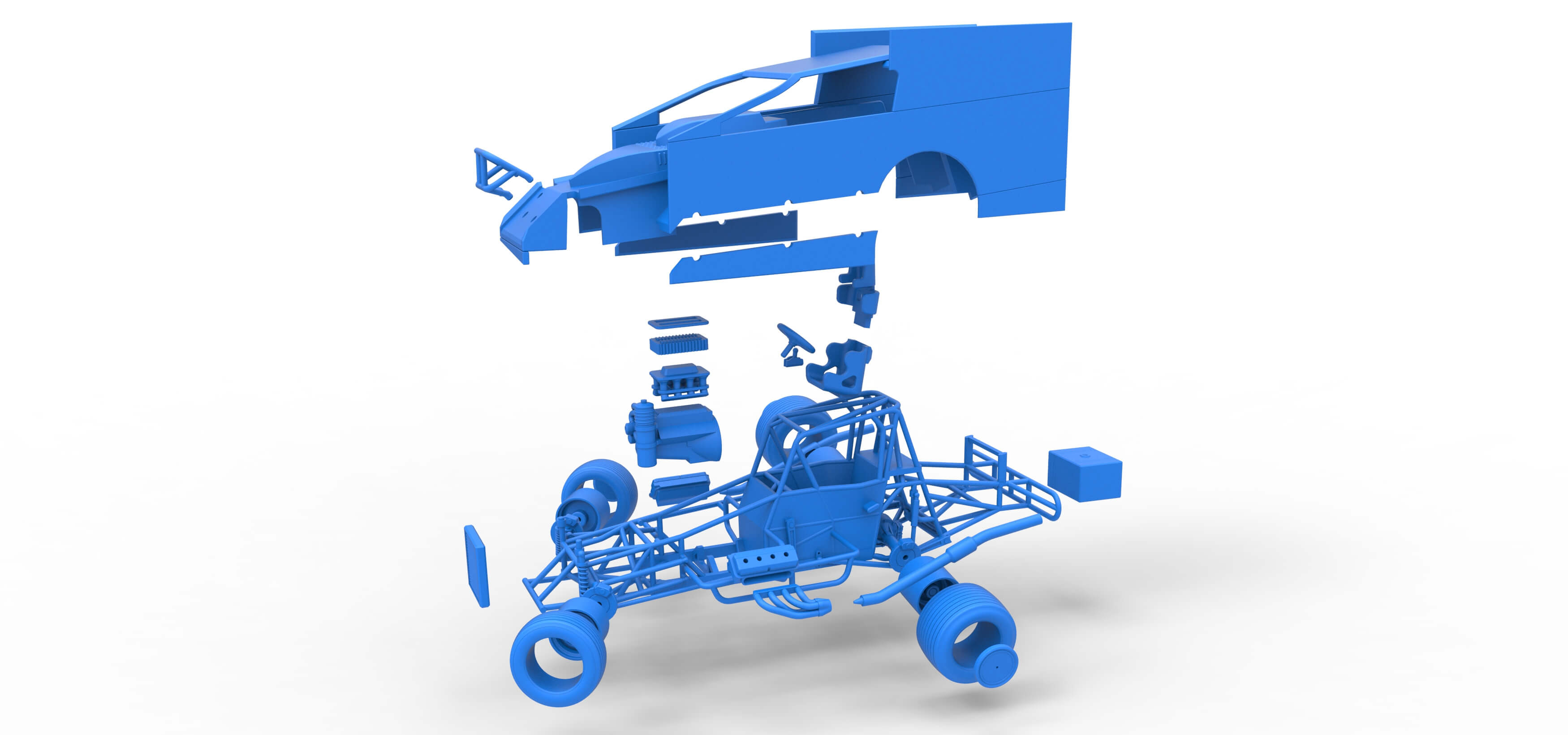 Northeast Outlaw Dirt Modified Stock Car While Turning 1:25 3D Model