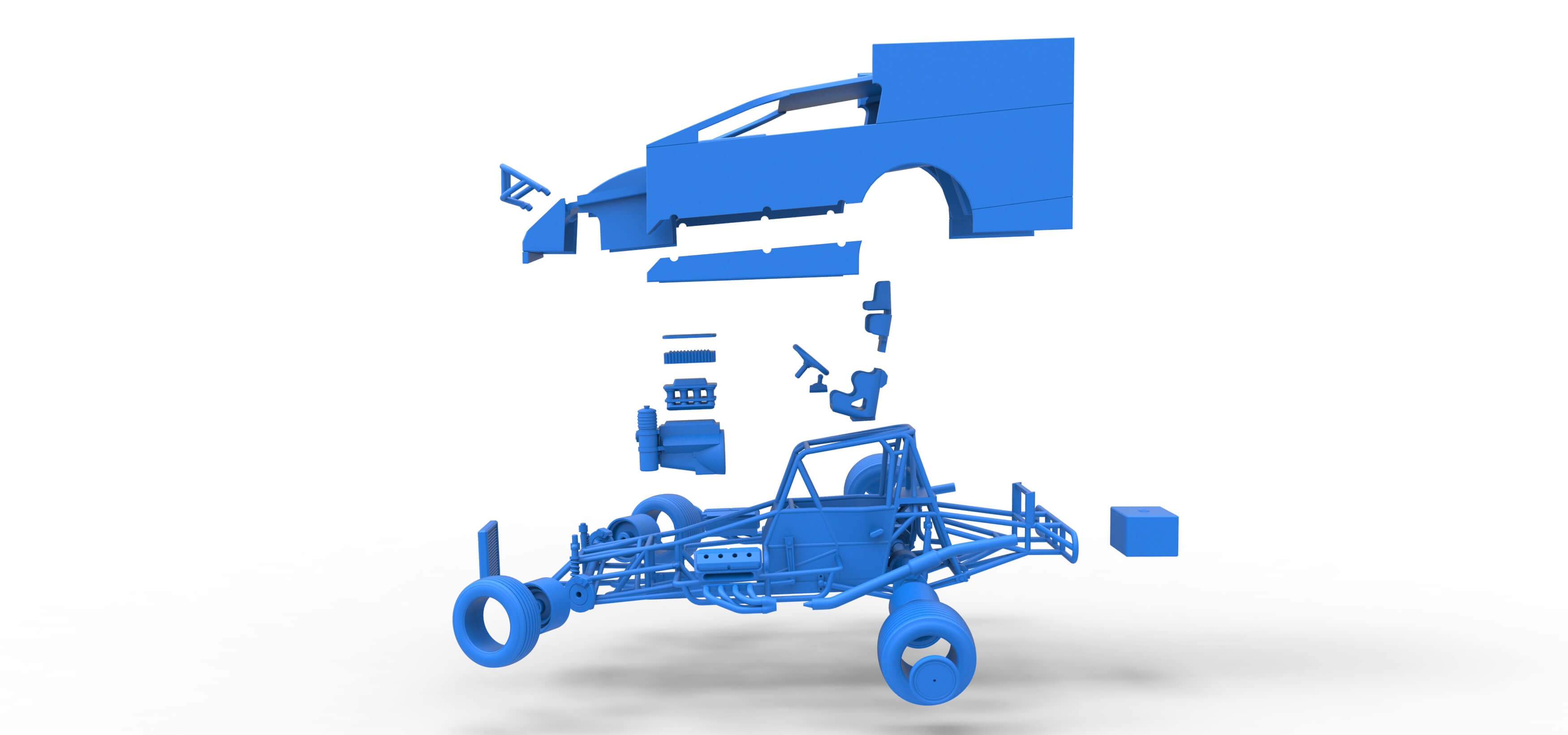 Northeast Outlaw Dirt Modified Stock Car While Turning 1:25 3D Model