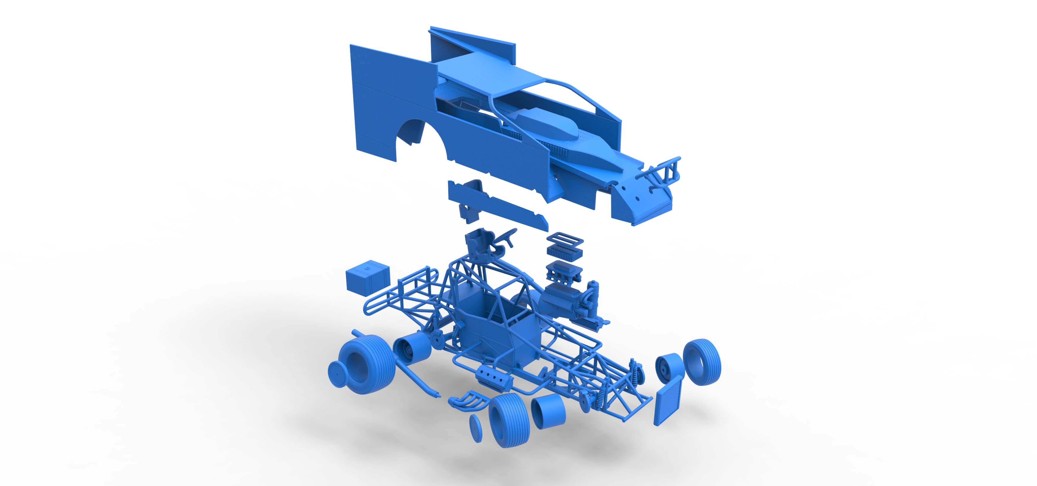Northeast Outlaw Dirt Modified Stock Car While Turning 1:25 3D Model
