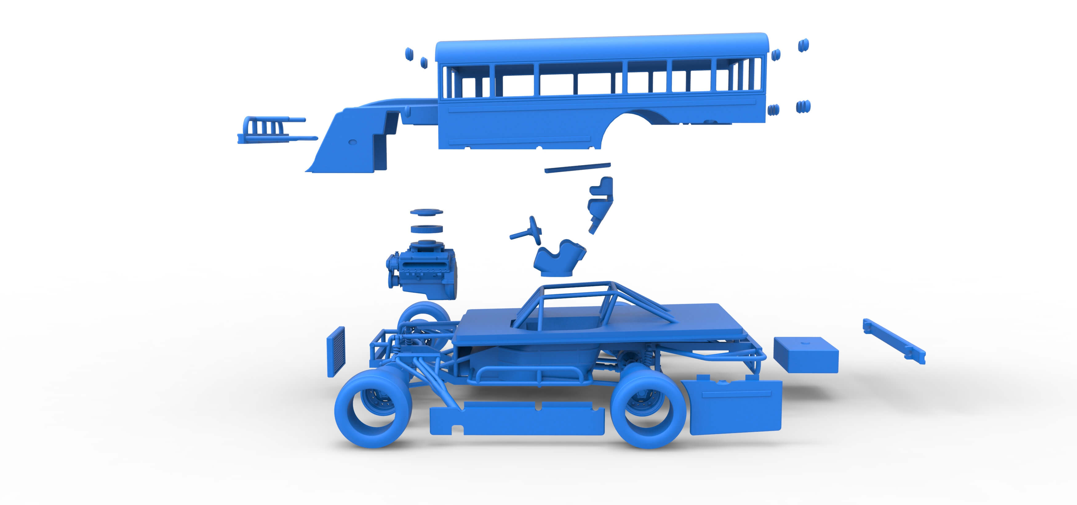 Outlaw Figure 8 Modified Stock Car as School Bus 1:25 3D Model