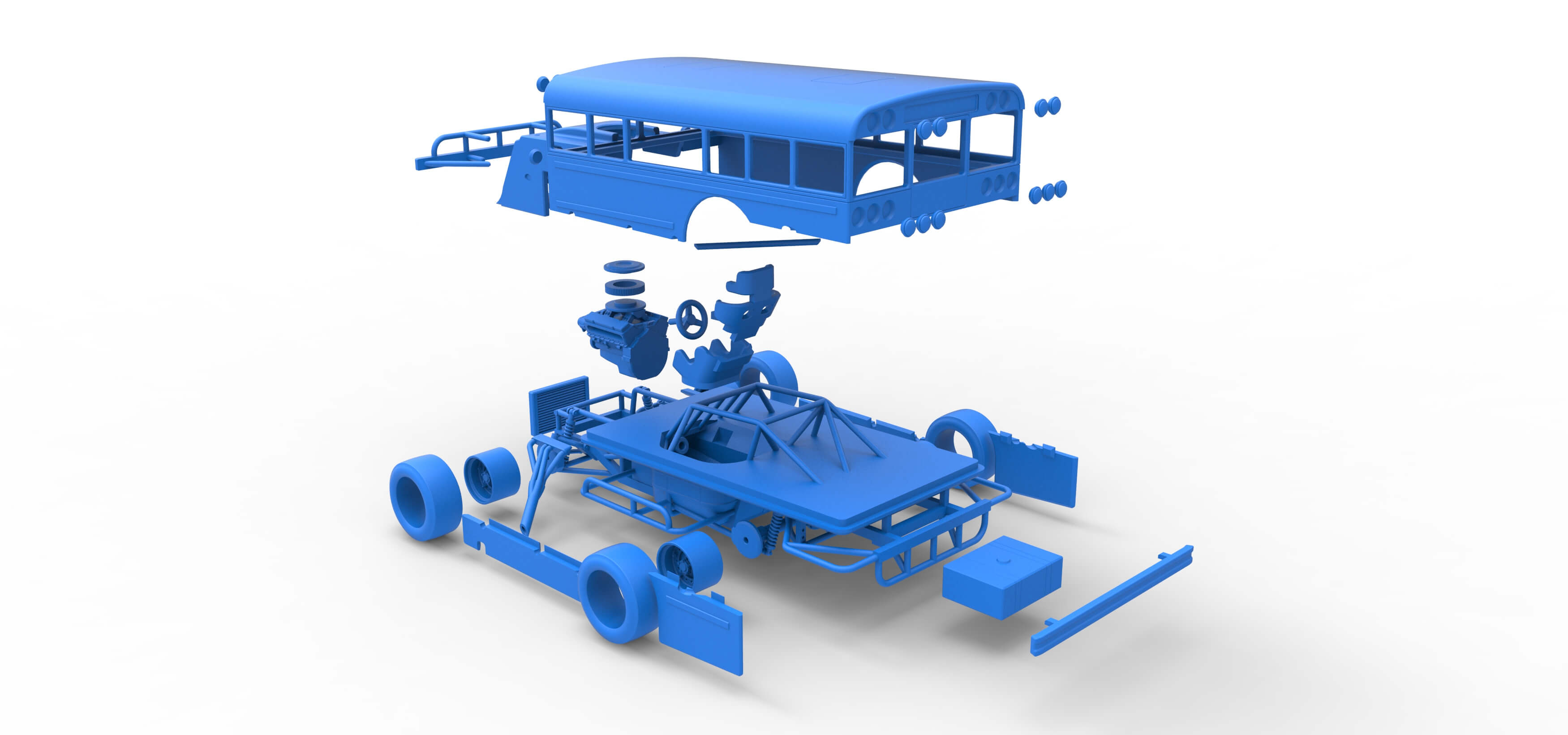 Outlaw Figure 8 Modified Stock Car as School Bus 1:25 3D Model