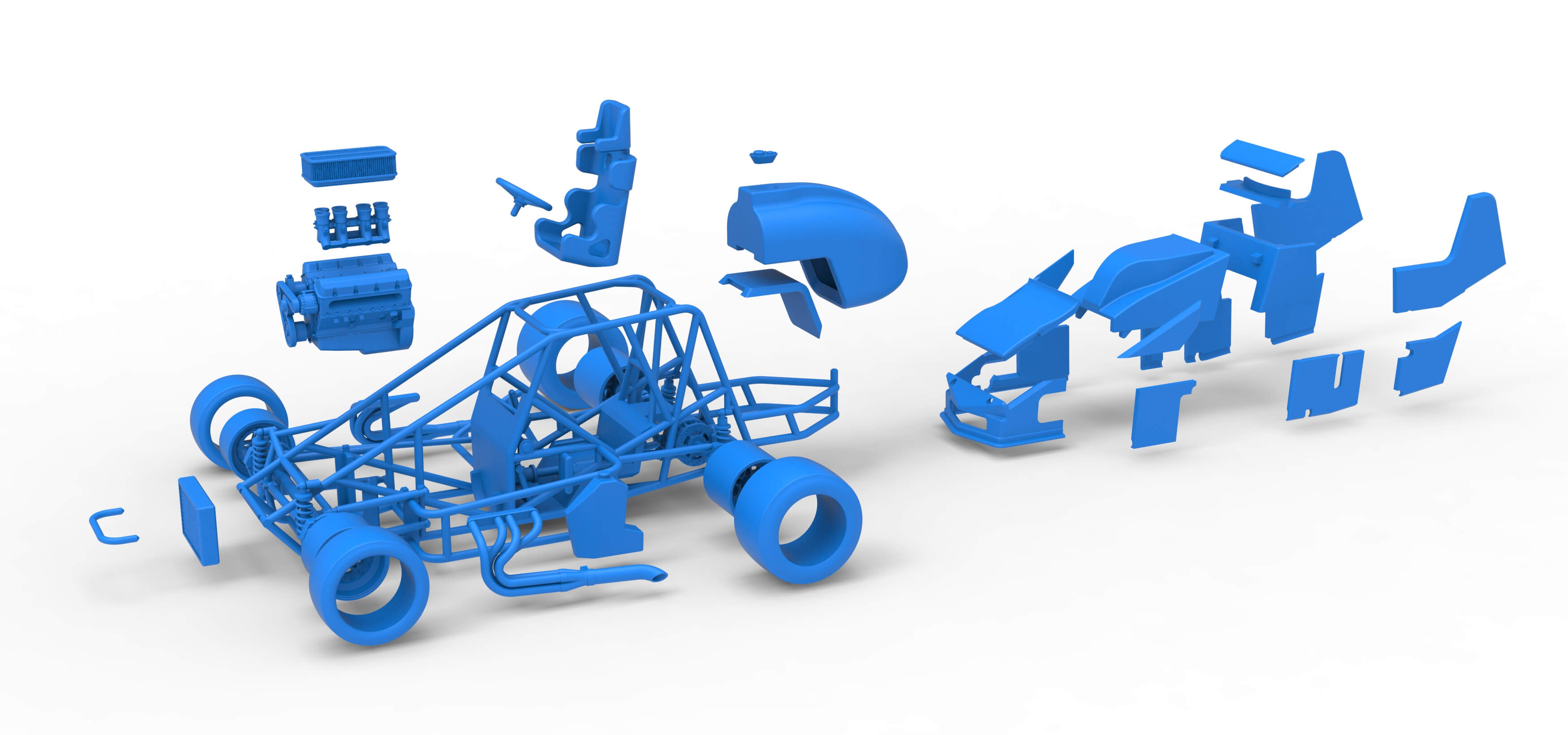 Pavement Silver Crown Car Scale 1:25 3D Model