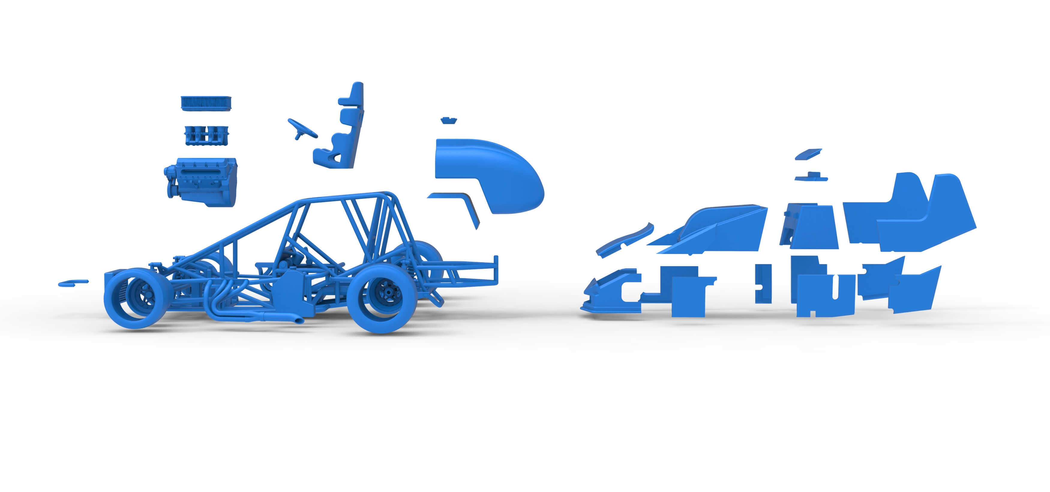 Pavement Silver Crown Car Scale 1:25 3D Model