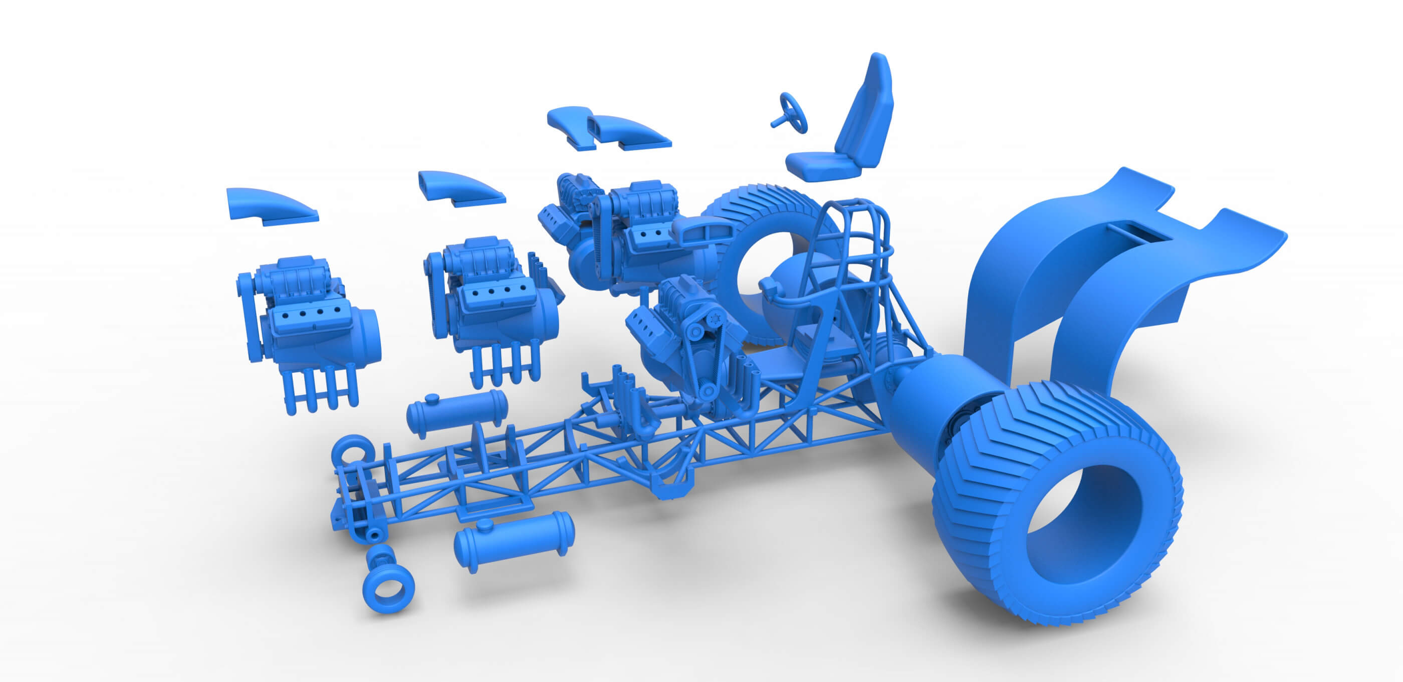 Pulling Tractor 5 V8 1:25 3D Model