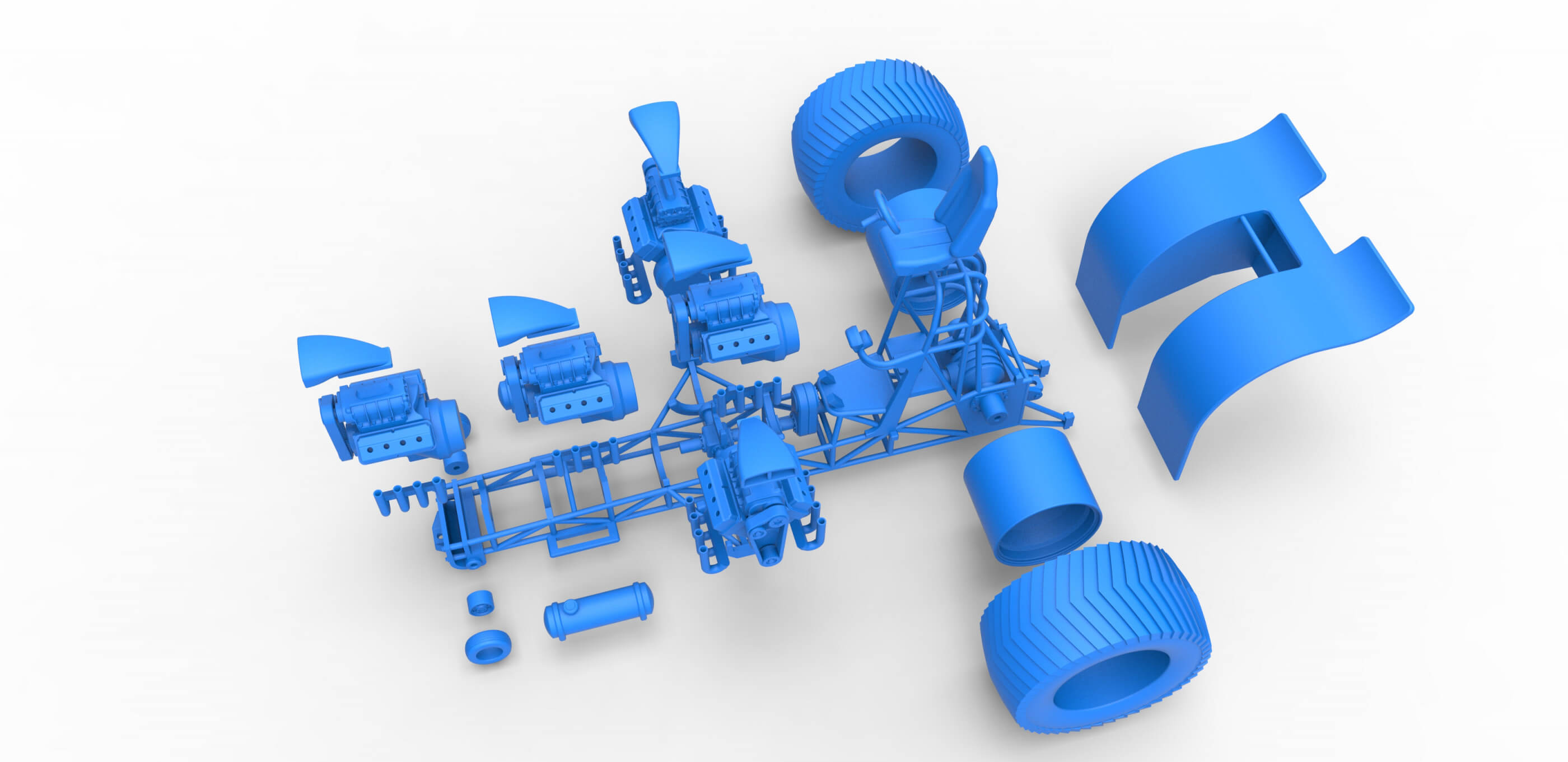 Pulling Tractor 5 V8 1:25 3D Model