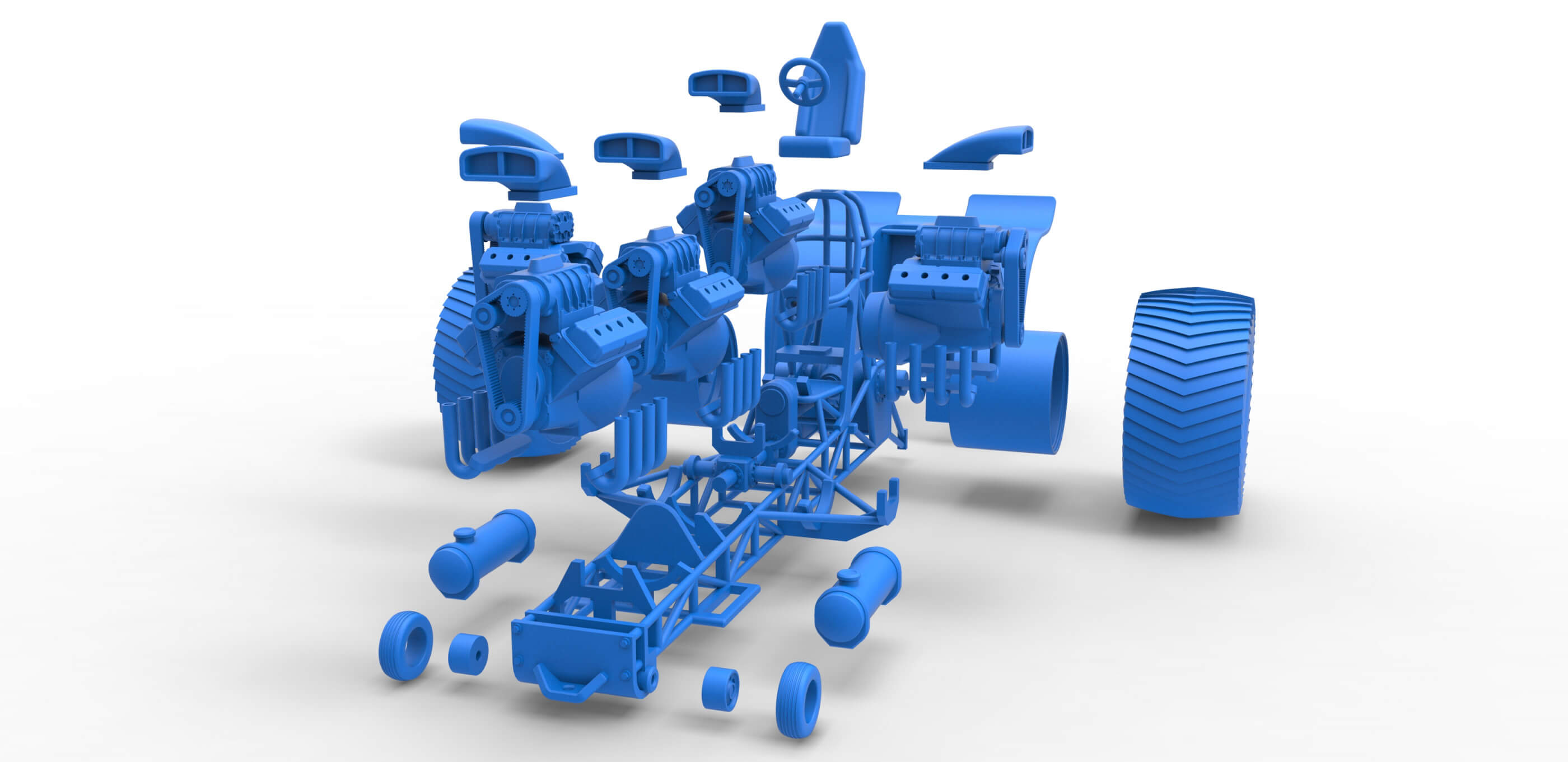 Pulling Tractor 5 V8 1:25 3D Model