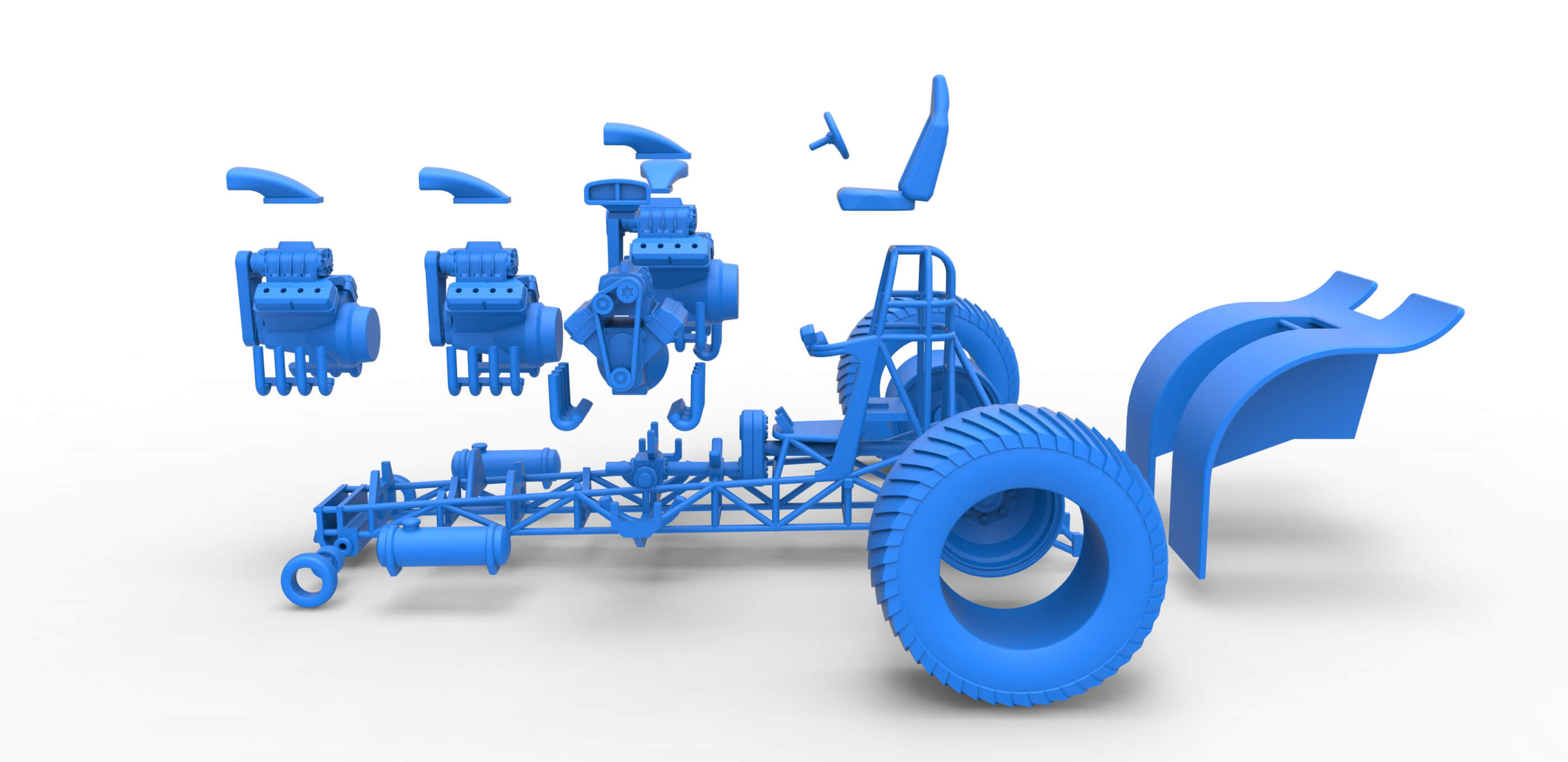 Pulling Tractor 5 V8 1:25 3D Model