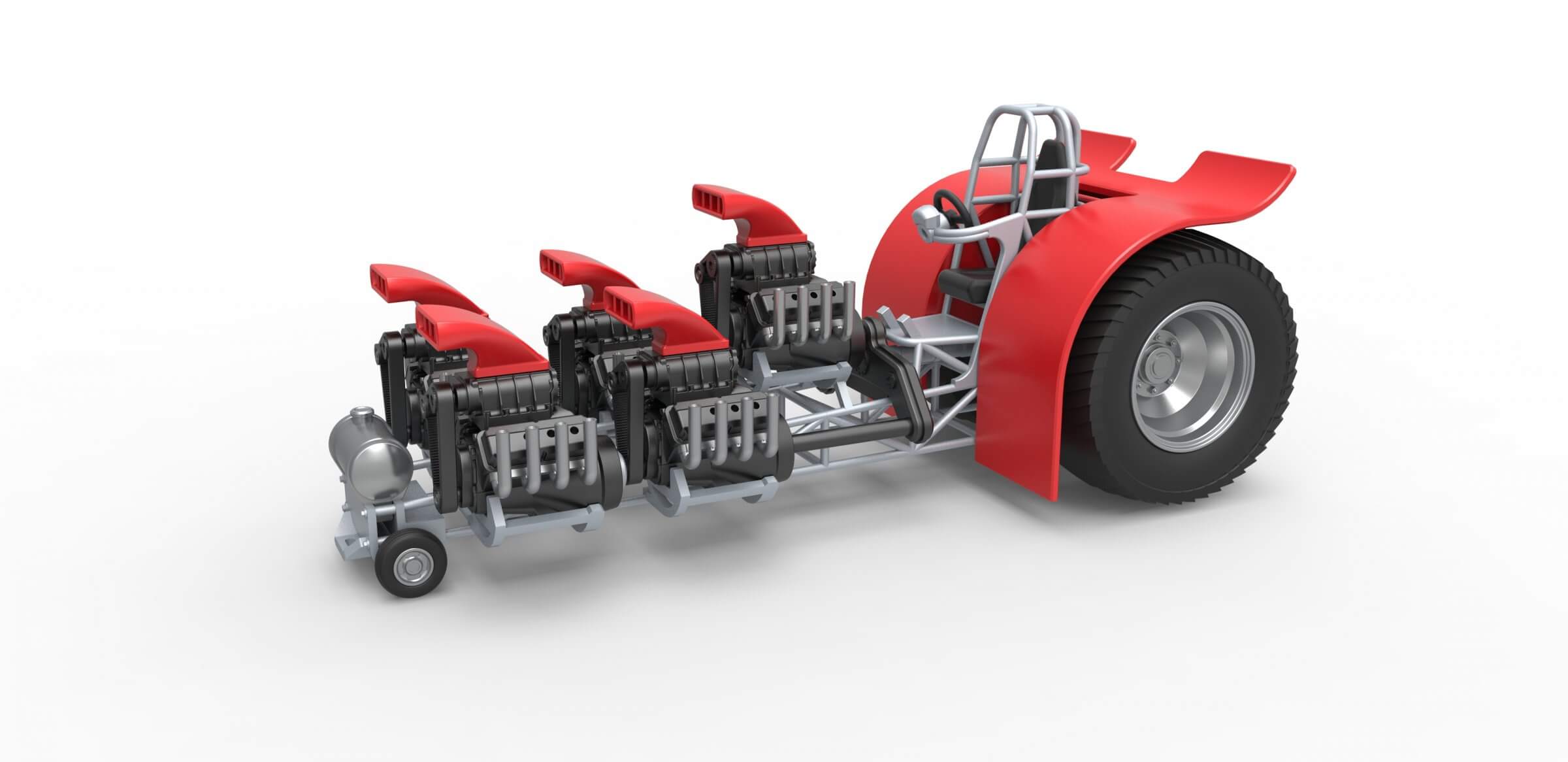 Pulling Tractor with 5 Engines V8 1:25 3D Model