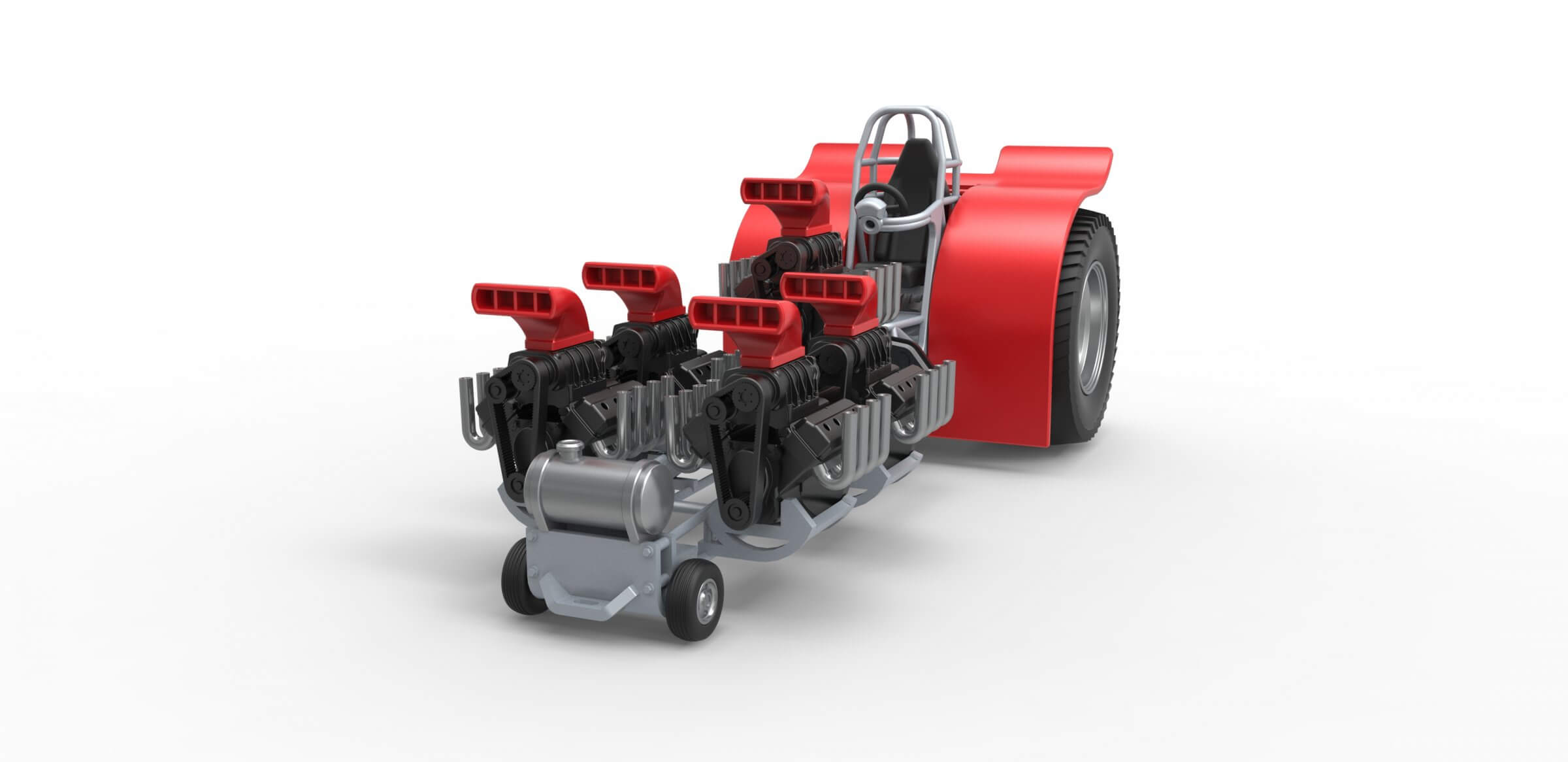 Pulling Tractor with 5 Engines V8 1:25 3D Model