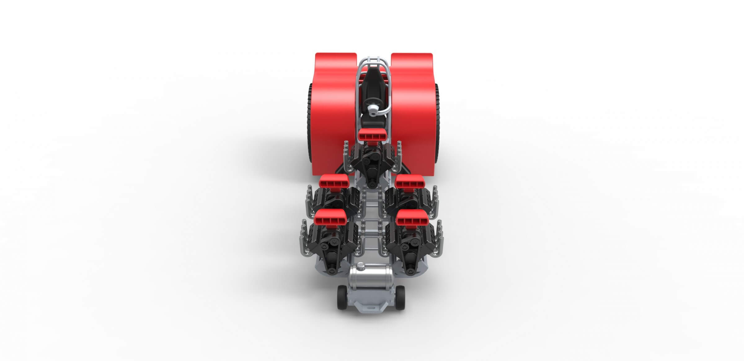 Pulling Tractor with 5 Engines V8 1:25 3D Model