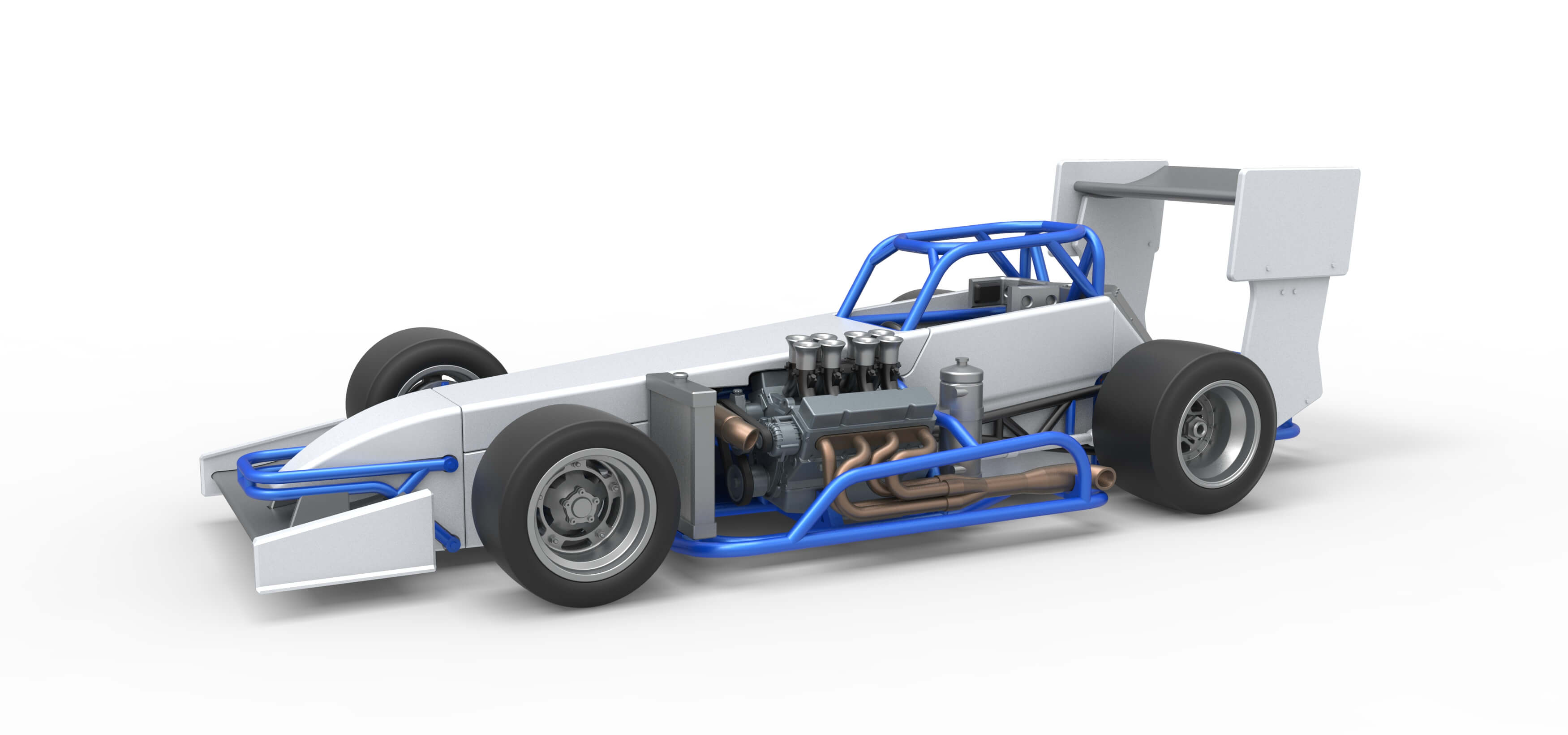 Supermodified Front Engine Race Car V4 Scale 1:25 3D Model