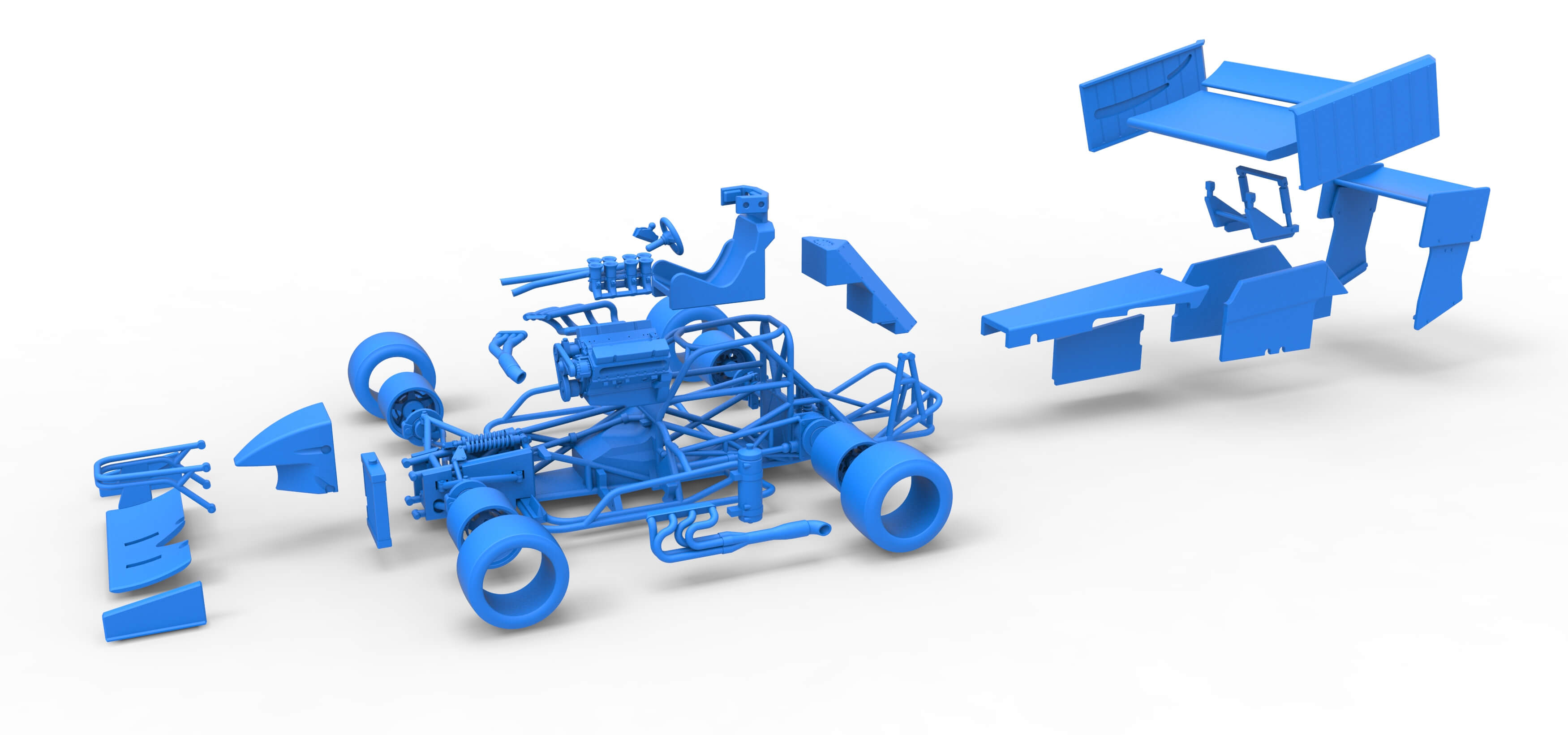 Supermodified Front Engine Race Car V4 Scale 1:25 3D Model