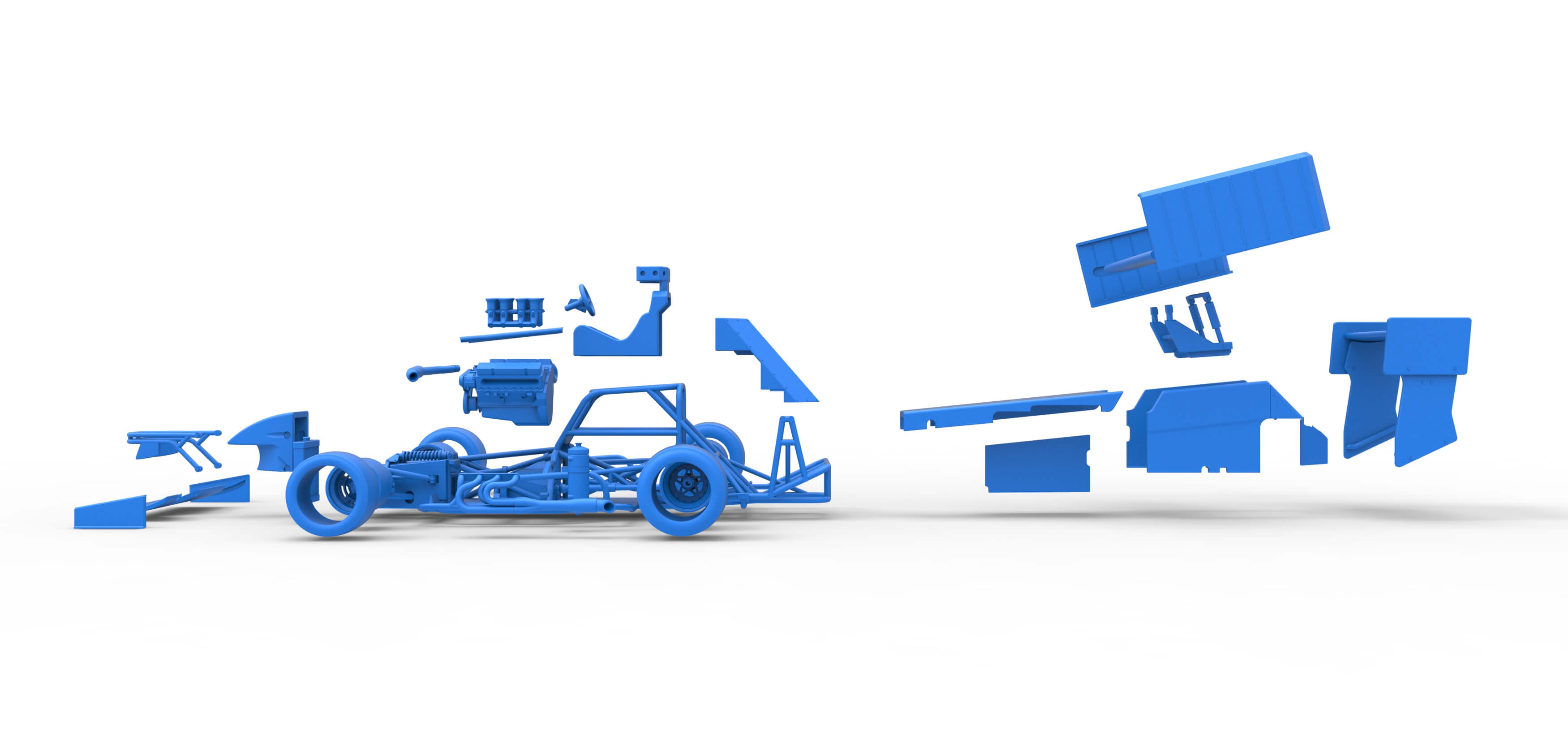 Supermodified Front Engine Race Car V4 Scale 1:25 3D Model