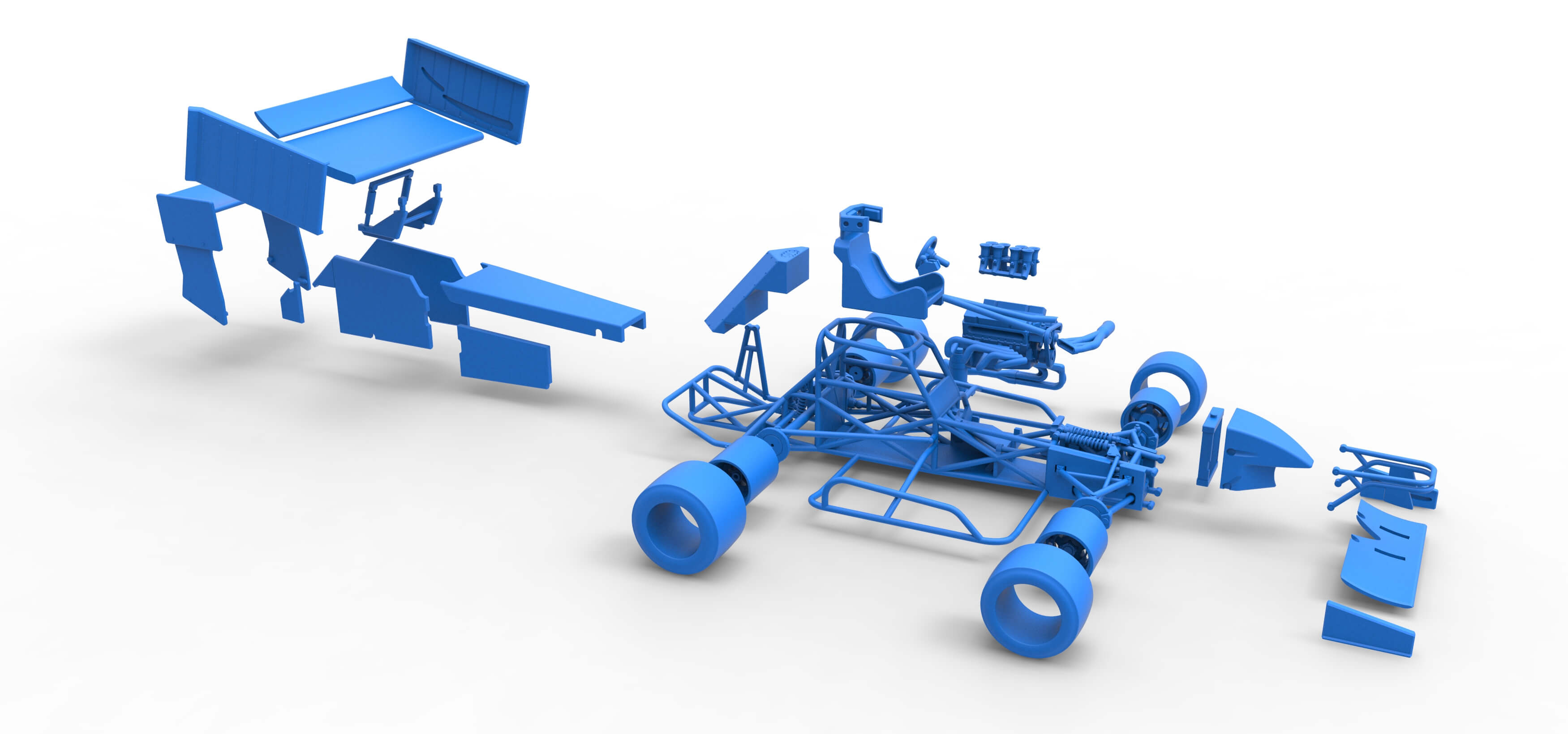 Supermodified Front Engine Race Car V4 Scale 1:25 3D Model