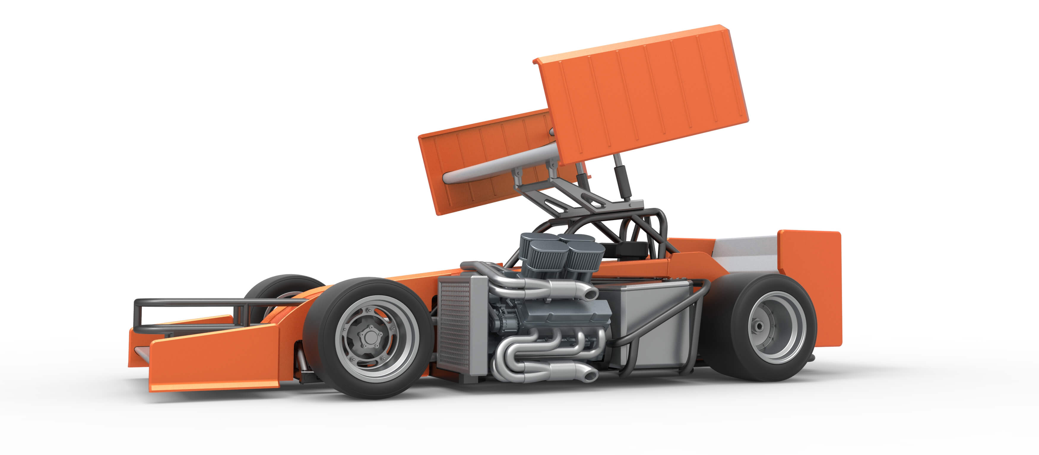 Supermodified Front Engine Winged Race Car V3 Scale 1:25 3D Model