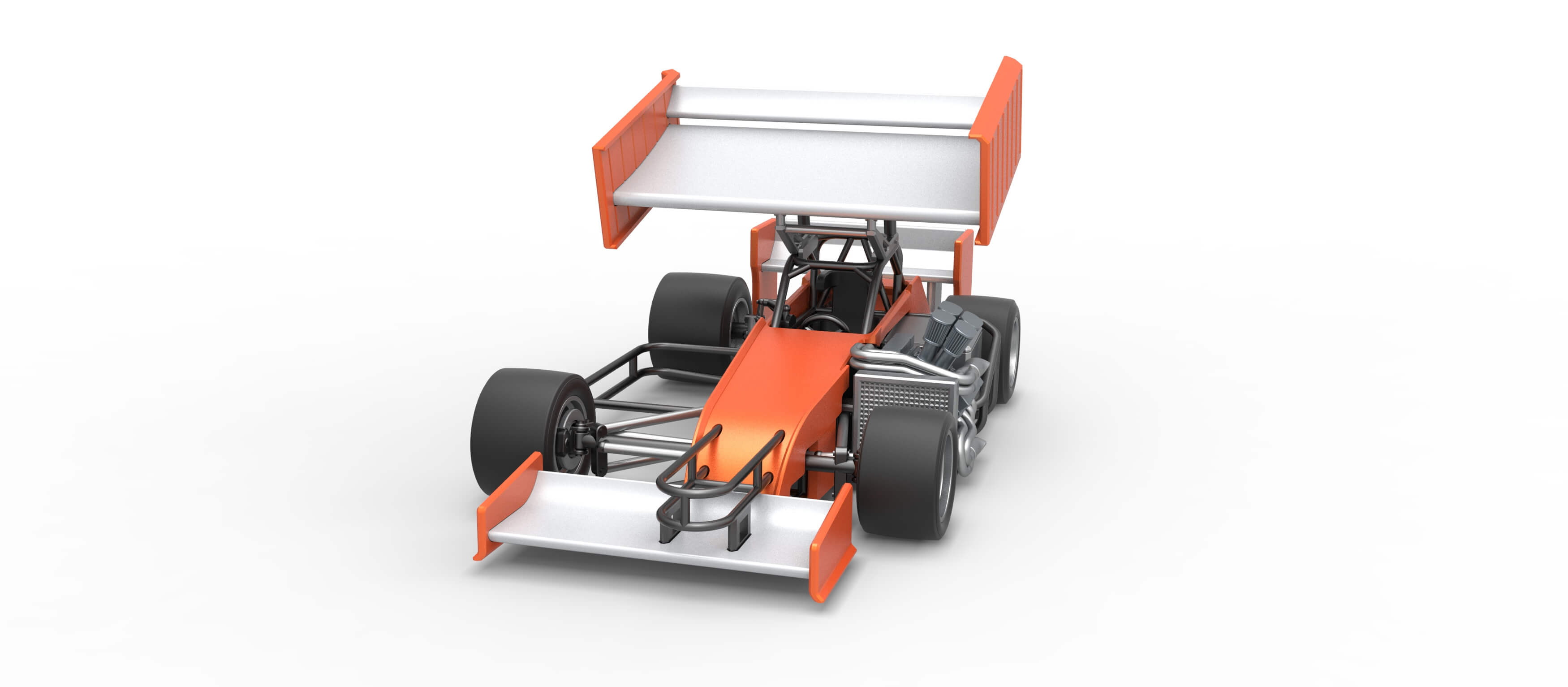 Supermodified Front Engine Winged Race Car V3 Scale 1:25 3D Model