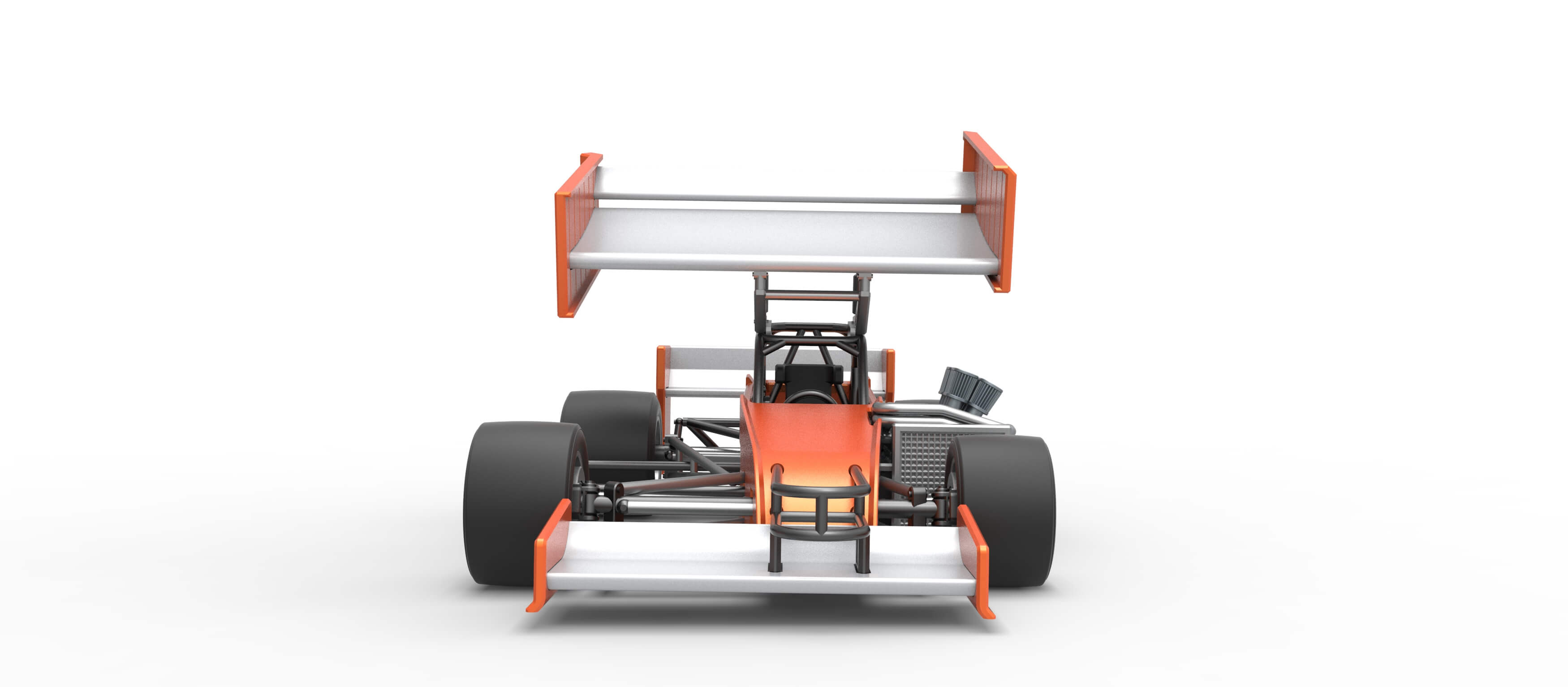 Supermodified Front Engine Winged Race Car V3 Scale 1:25 3D Model