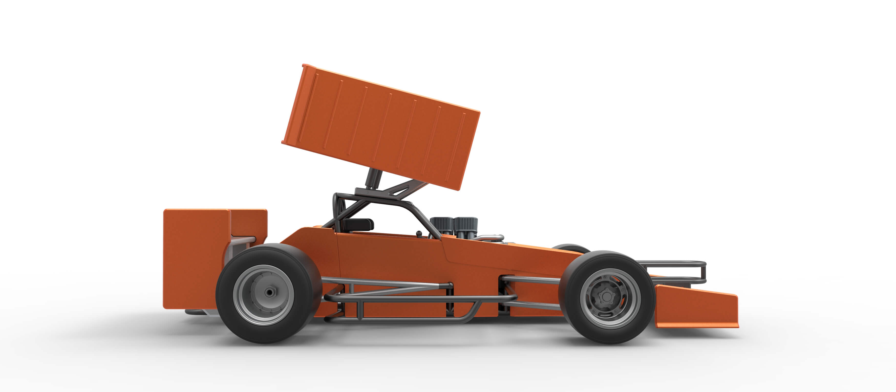 Supermodified Front Engine Winged Race Car V3 Scale 1:25 3D Model
