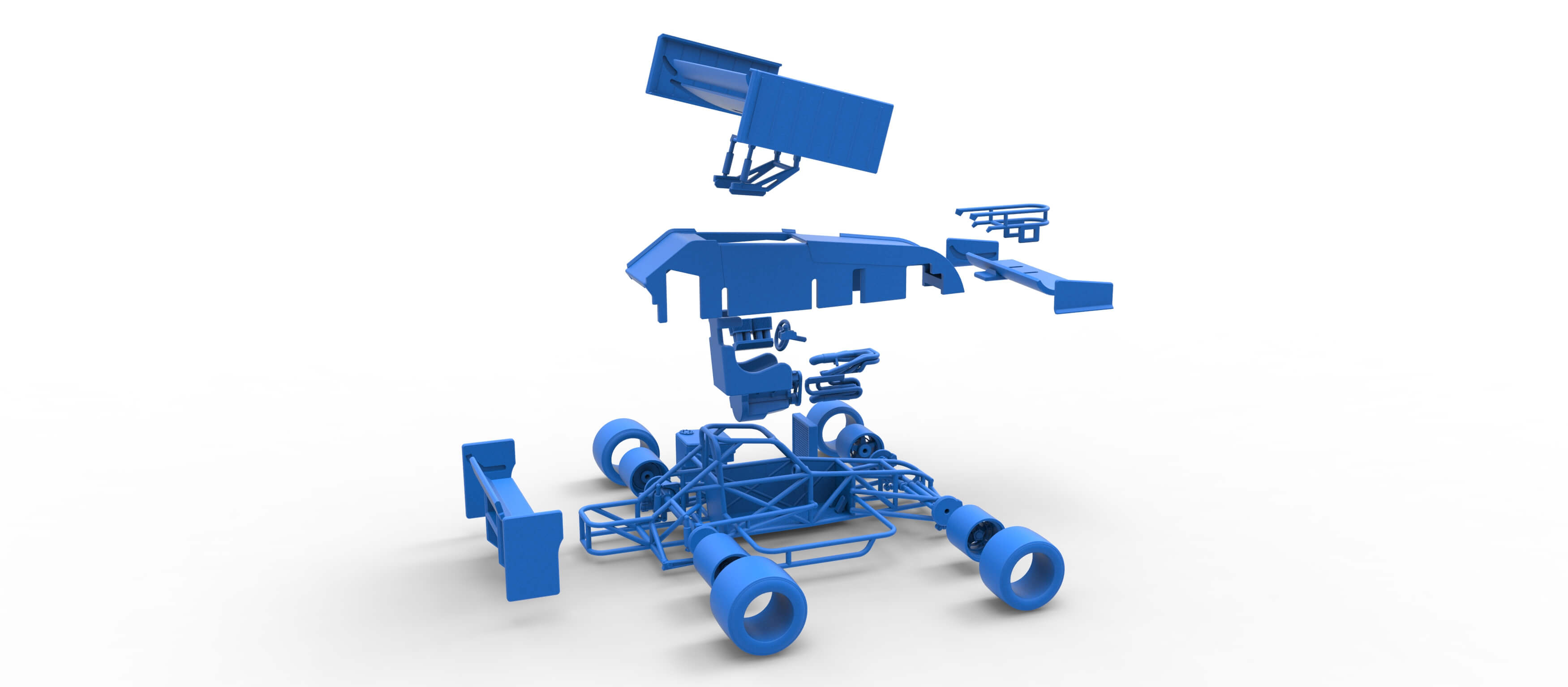 Supermodified Front Engine Winged Race Car V3 Scale 1:25 3D Model