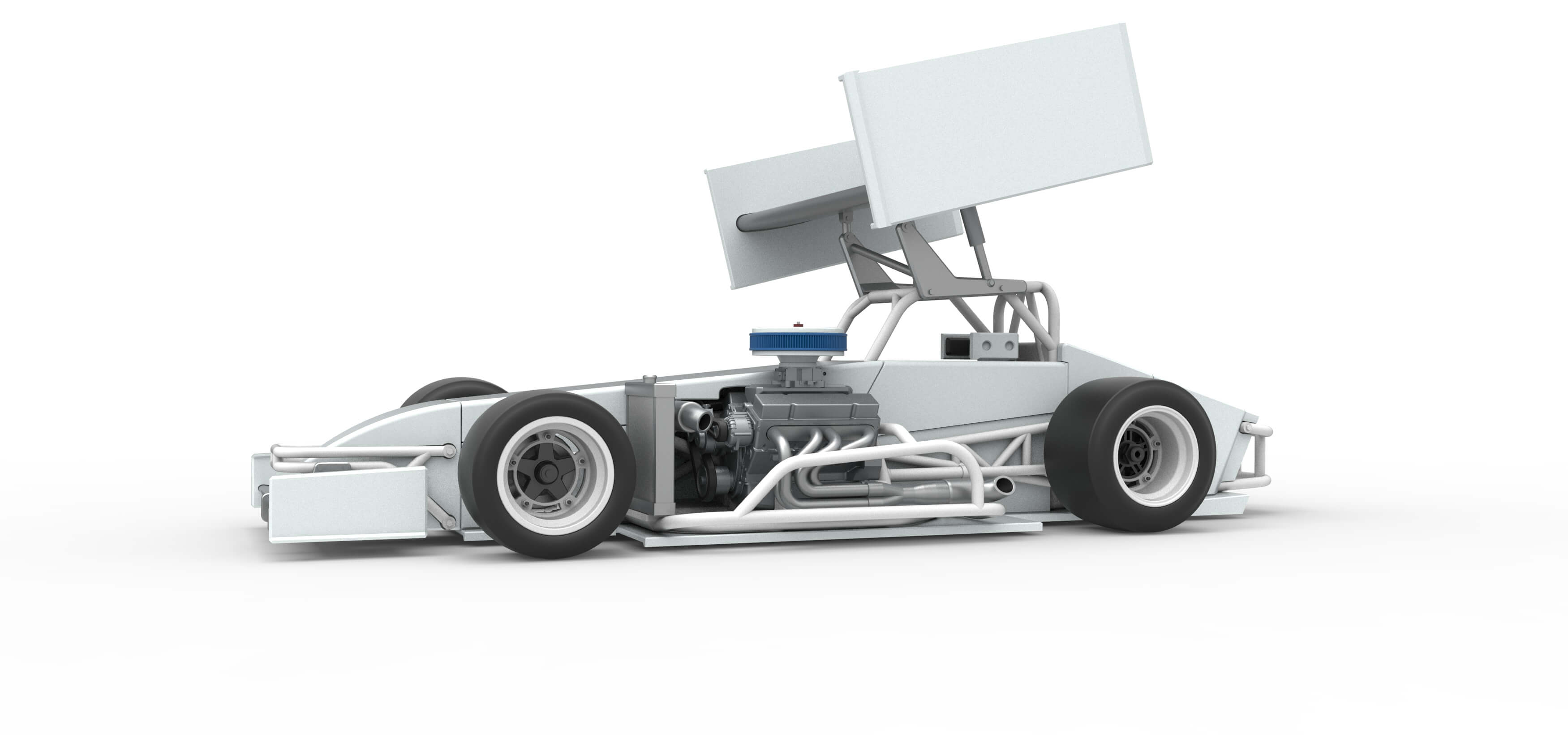 Supermodified Front Engine Winged Race Car V4 Scale 1:25 3D Model