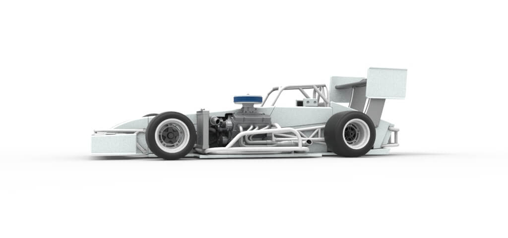Supermodified Front Engine Winged Race Car V4 Scale 1:25 3D Model
