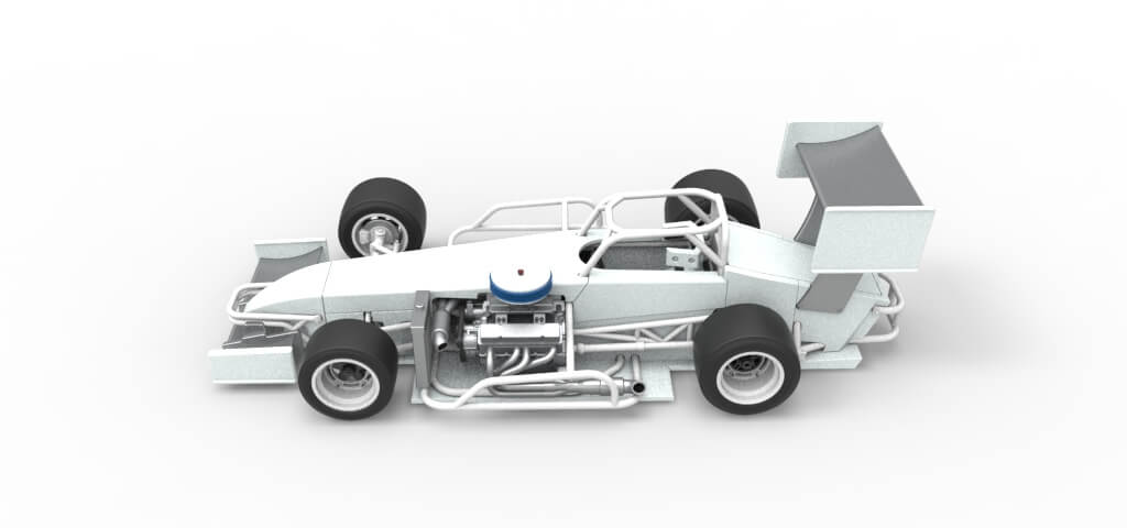 Supermodified Front Engine Winged Race Car V4 Scale 1:25 3D Model