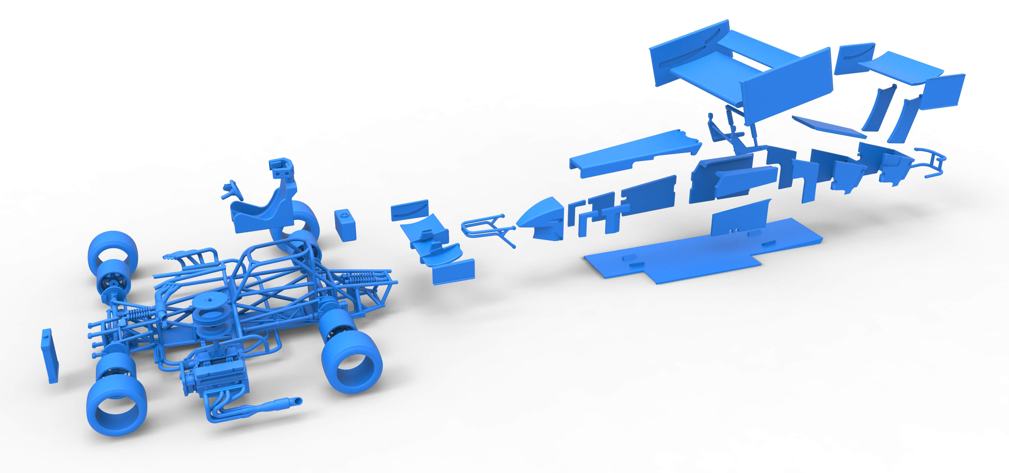 Supermodified Front Engine Winged Race Car V4 Scale 1:25 3D Model