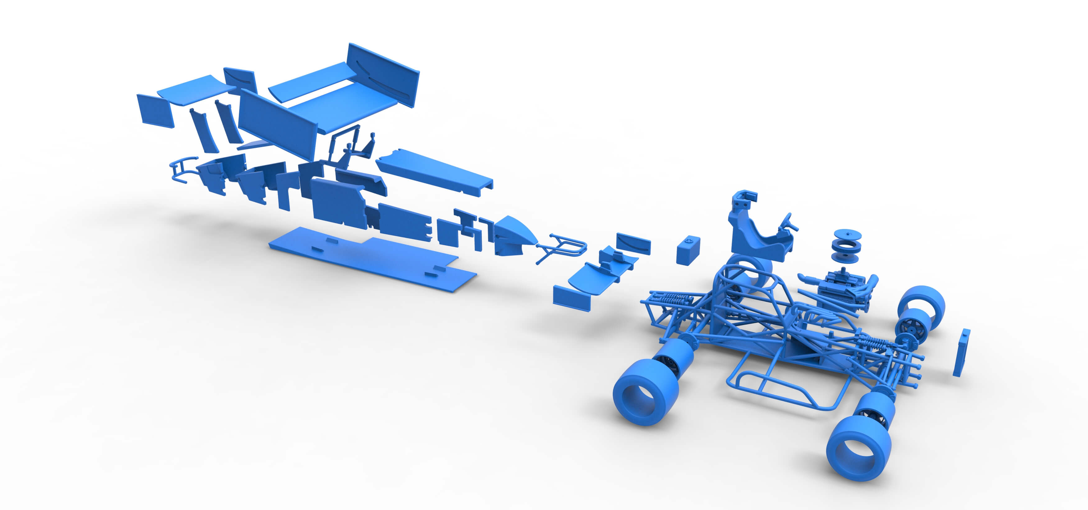 Supermodified Front Engine Winged Race Car V4 Scale 1:25 3D Model