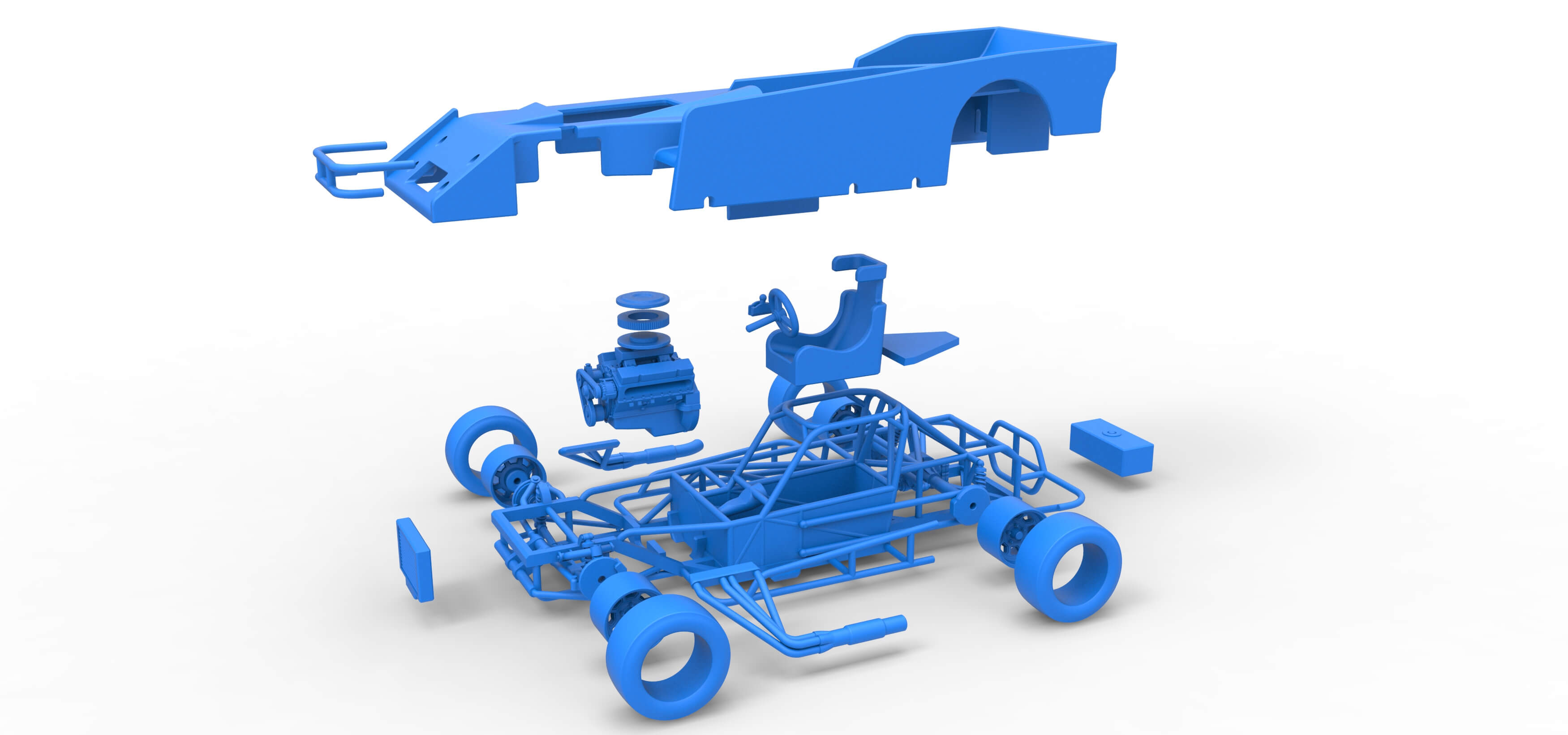 Supermodified Race Car 1:25 3D Model