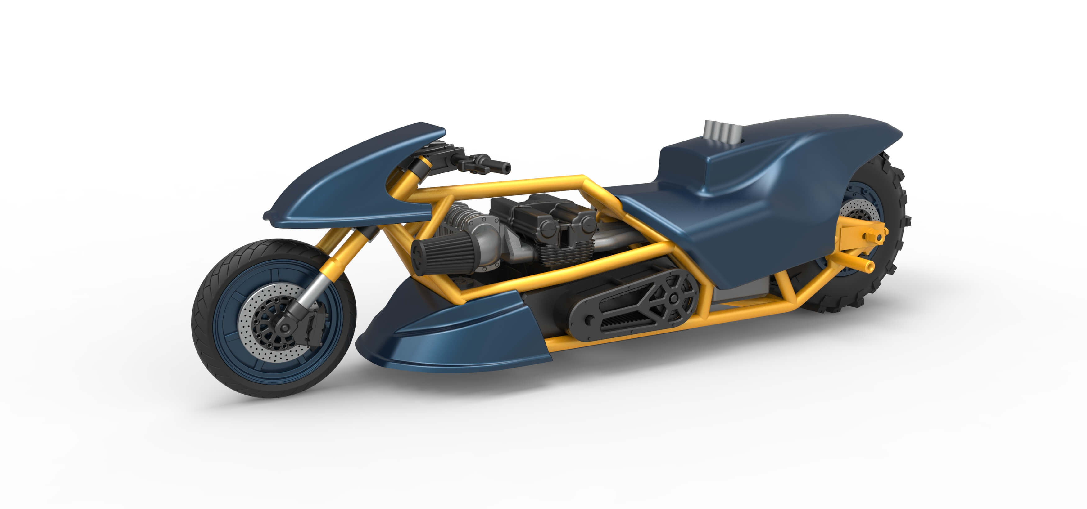 Top Fuel Dirt Dragster Motorcycle 1:16 3D Model