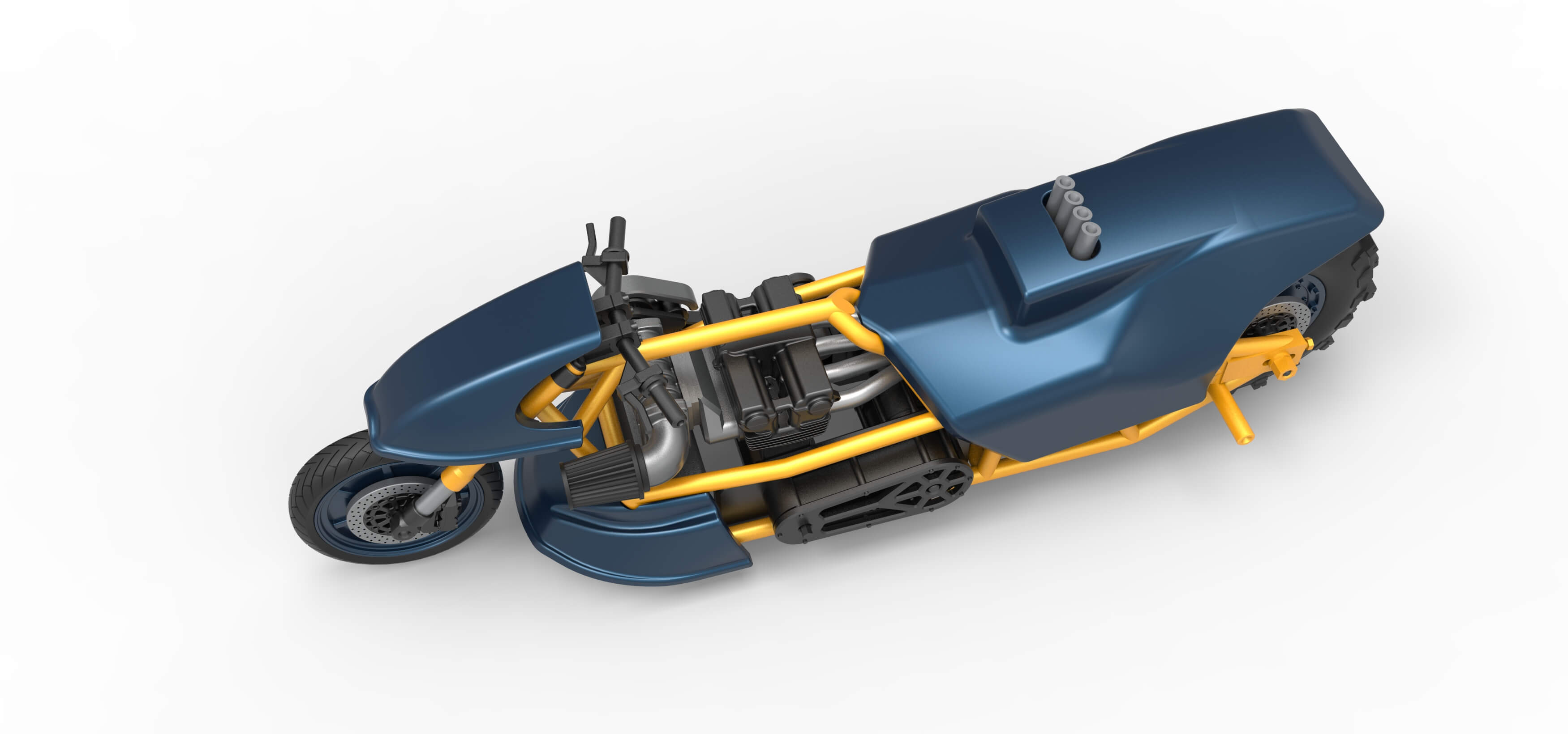 Top Fuel Dirt Dragster Motorcycle 1:16 3D Model
