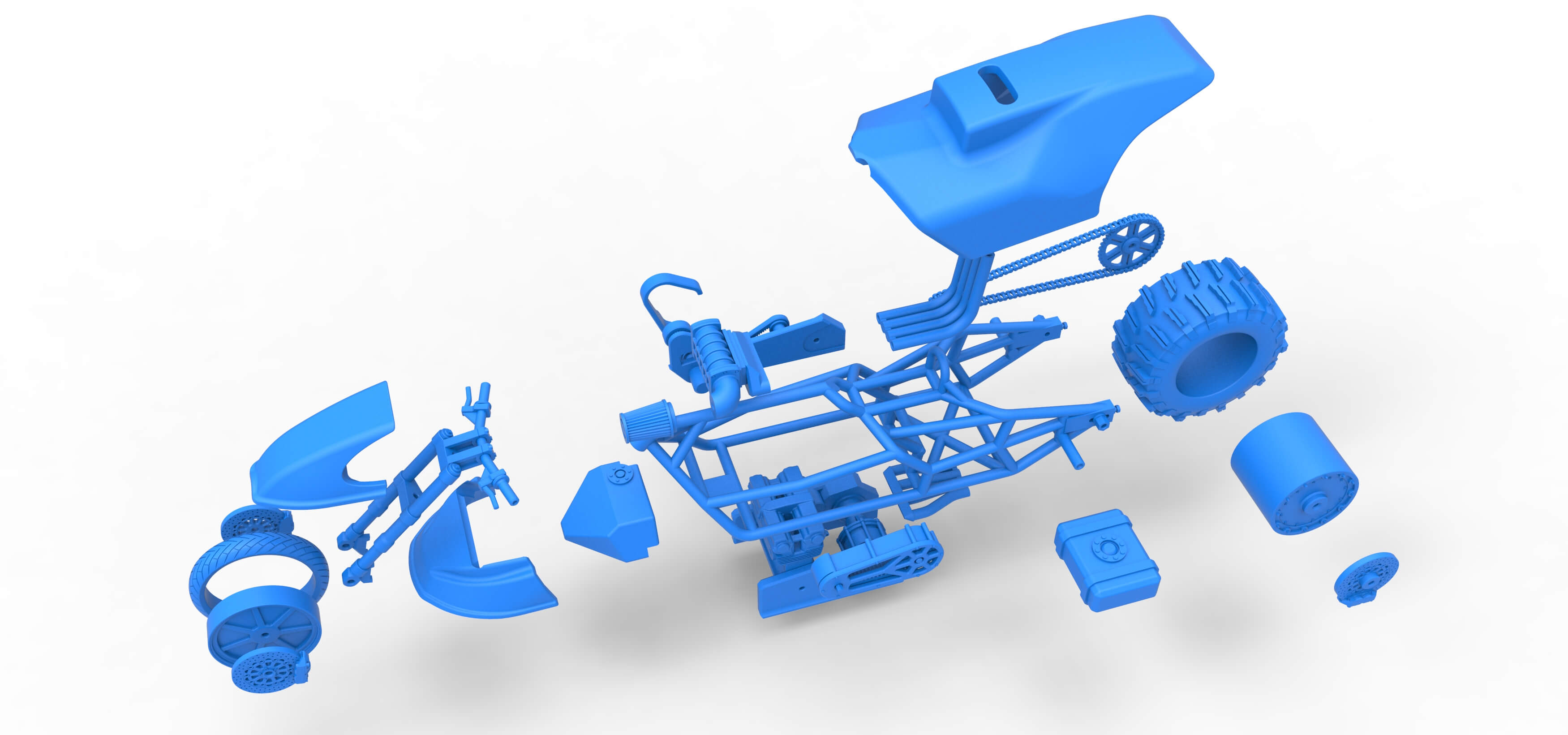 Top Fuel Dirt Dragster Motorcycle 1:16 3D Model