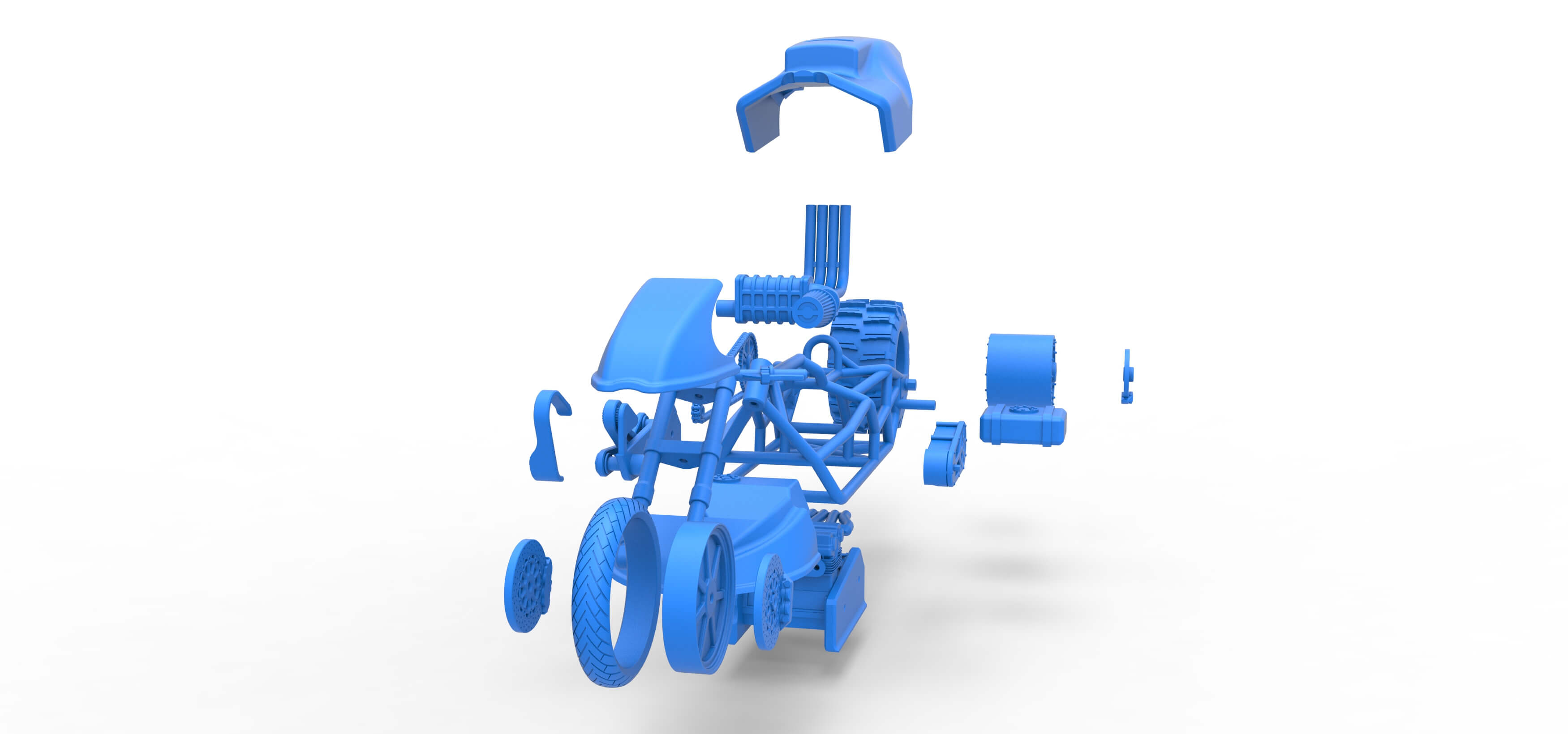 Top Fuel Dirt Dragster Motorcycle 1:16 3D Model